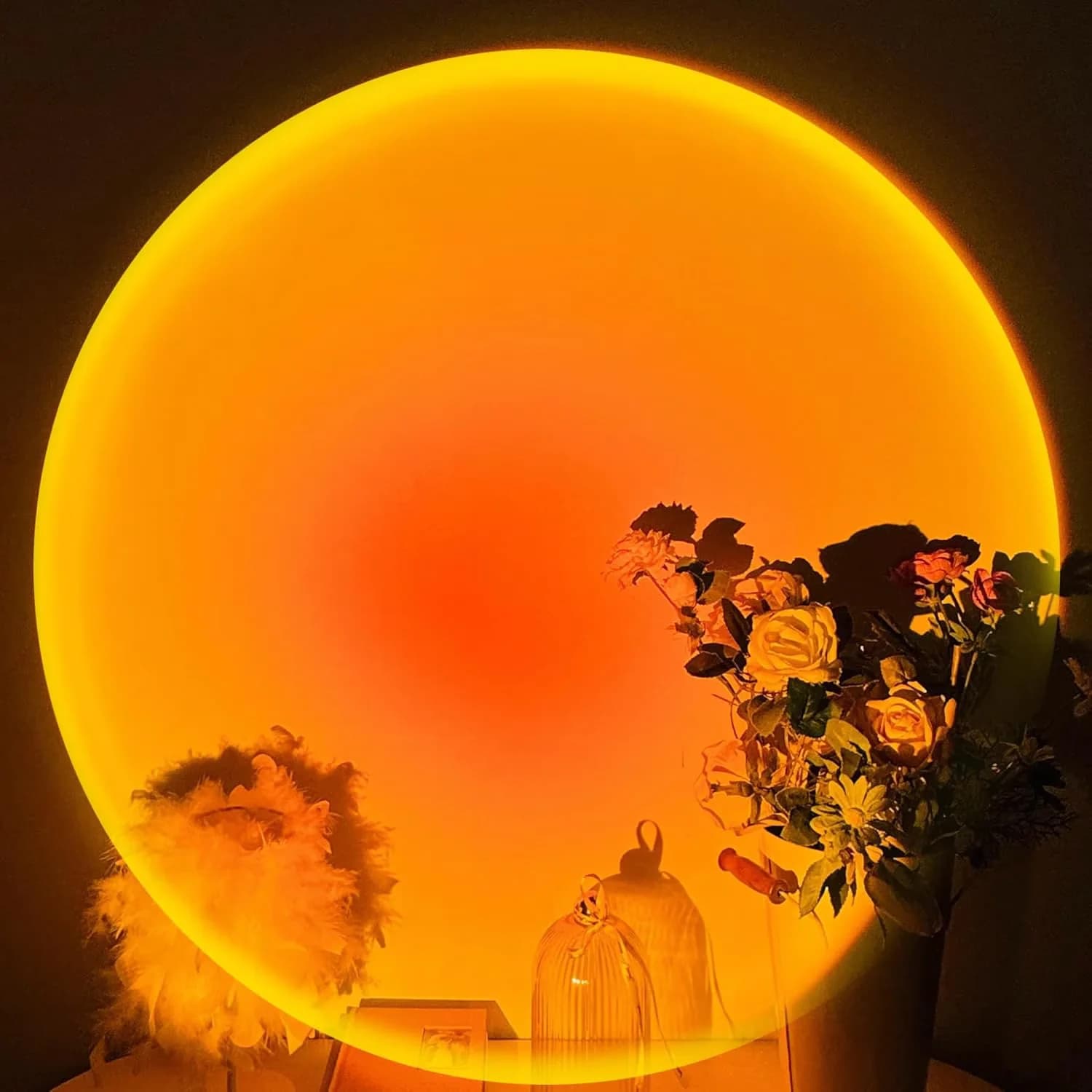 Innovative Lamp Set with LED, Eco Friendly, Sunset Projector - Black Iron Art Model 788FCD