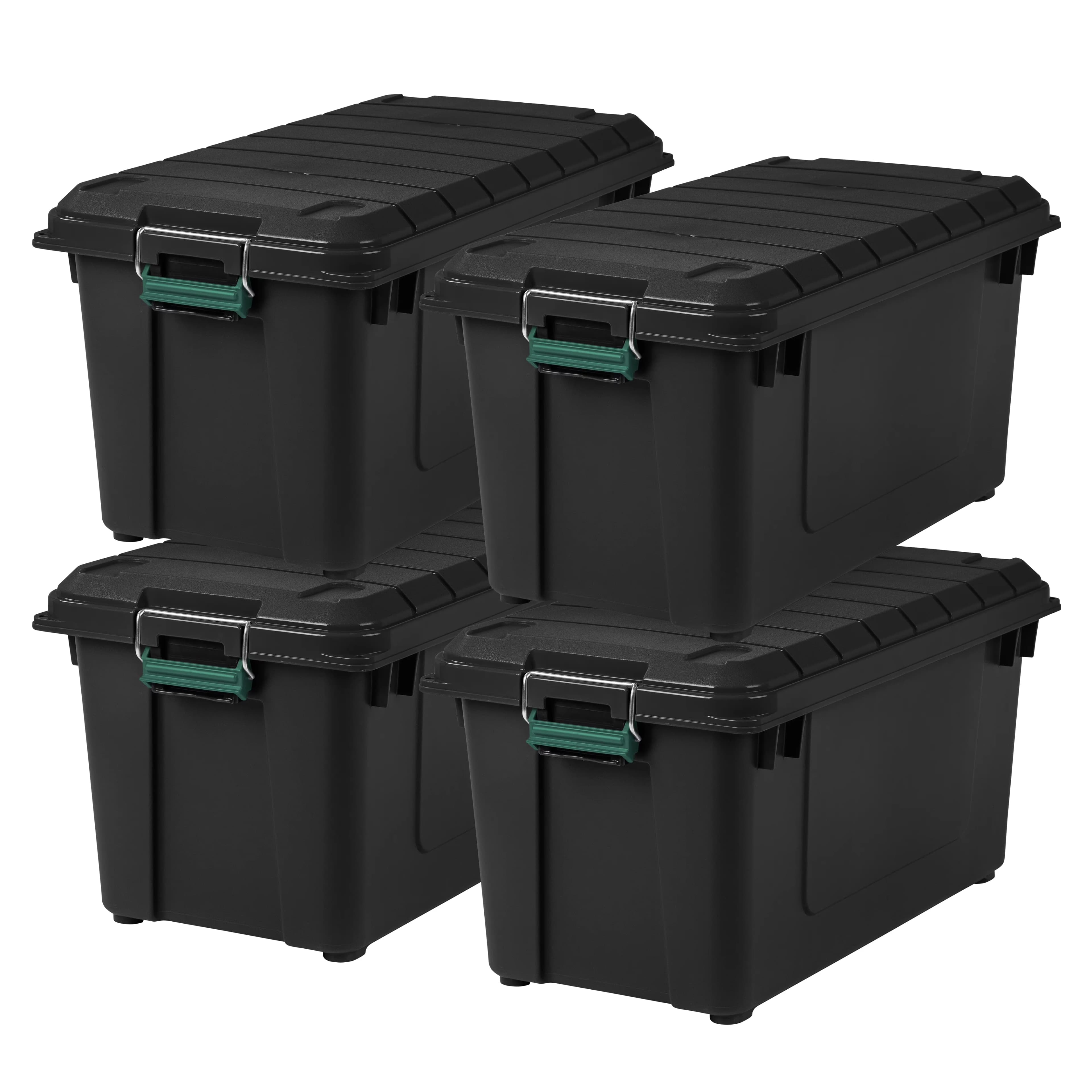 Premium Garage Storage Supply with Stackable, Lid Tote - Black Plastic Model 947E0E