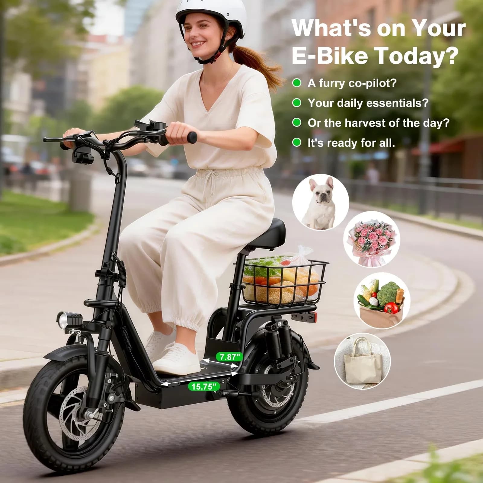 Stylish Scooter with 1600W, 48V, Electric - Black High Carbon Steel - Industrial Grade Model 414A8F
