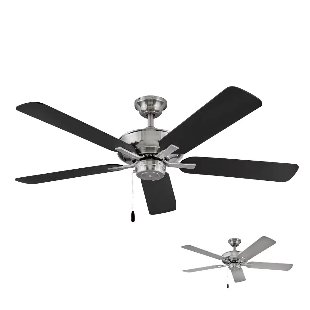 Quality Ceiling Fan with Traditional, Remote Controlled, Family: Metro - Silver No Shade Model 56DFED