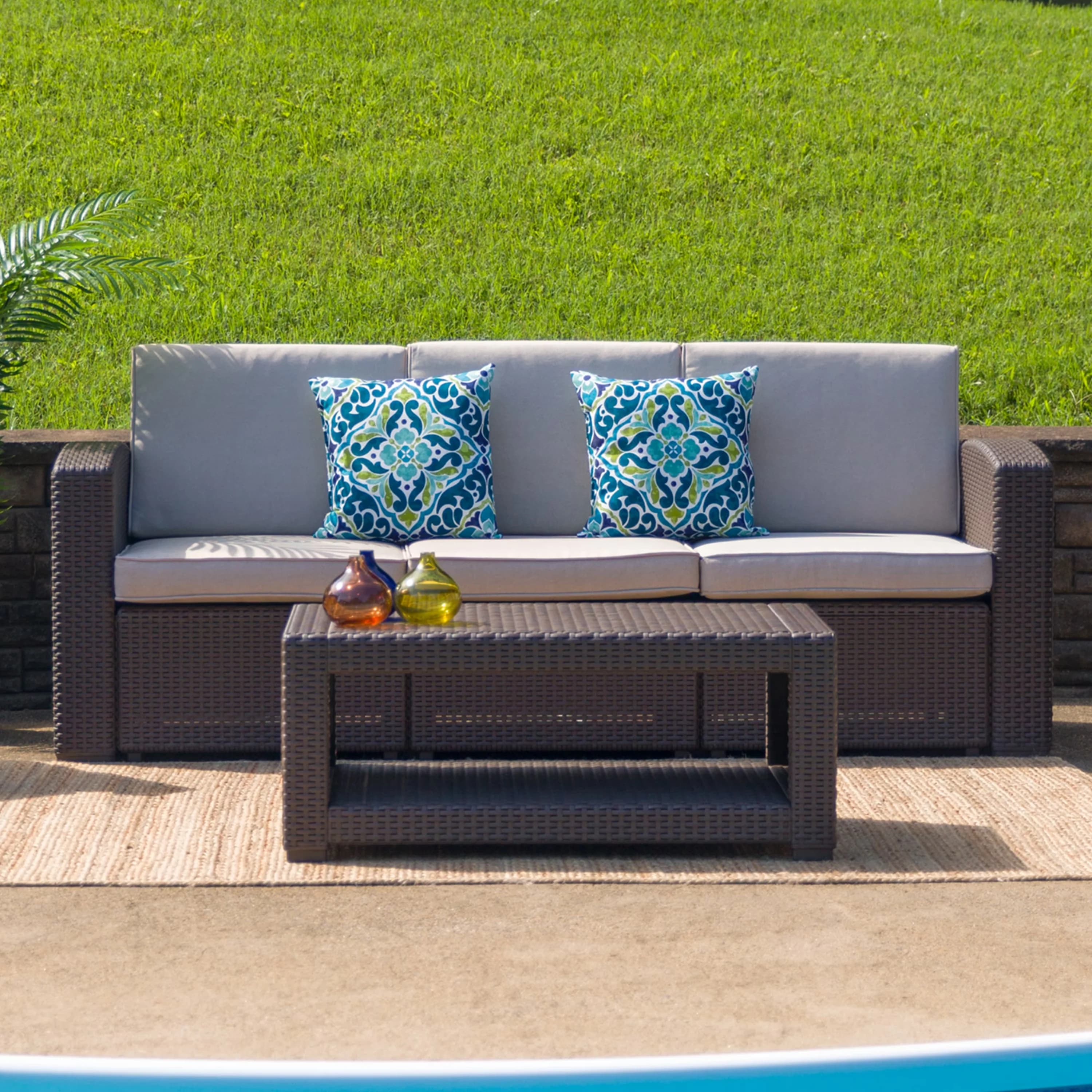 Durable Outdoor Sofas Sectional with Weather-Resistant, Contemporary - Polyester, Polypropylene, Resin, Plastic, Foam, Fabric... Model 49AA5C