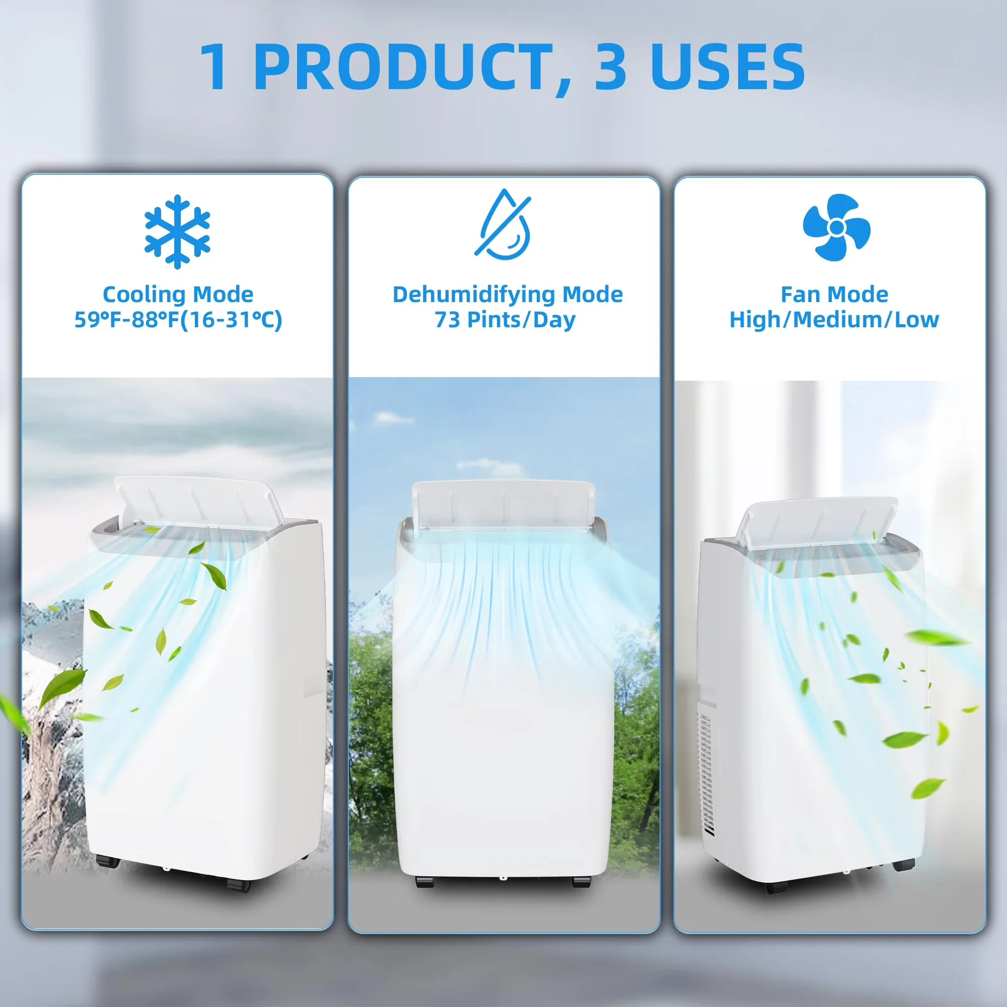 Air Conditioner Versatile with 14000 BTU, Remote Controlled, White - White Model 51AB70