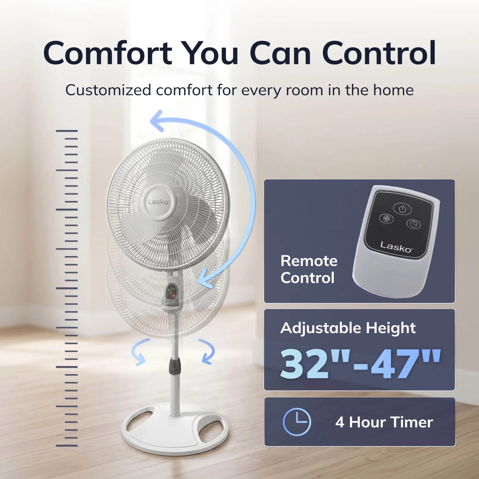 Versatile Fans In Cooling with Adjustable Height, Tilt Mechanism, Oscillating - Plastic White Model 954F6A