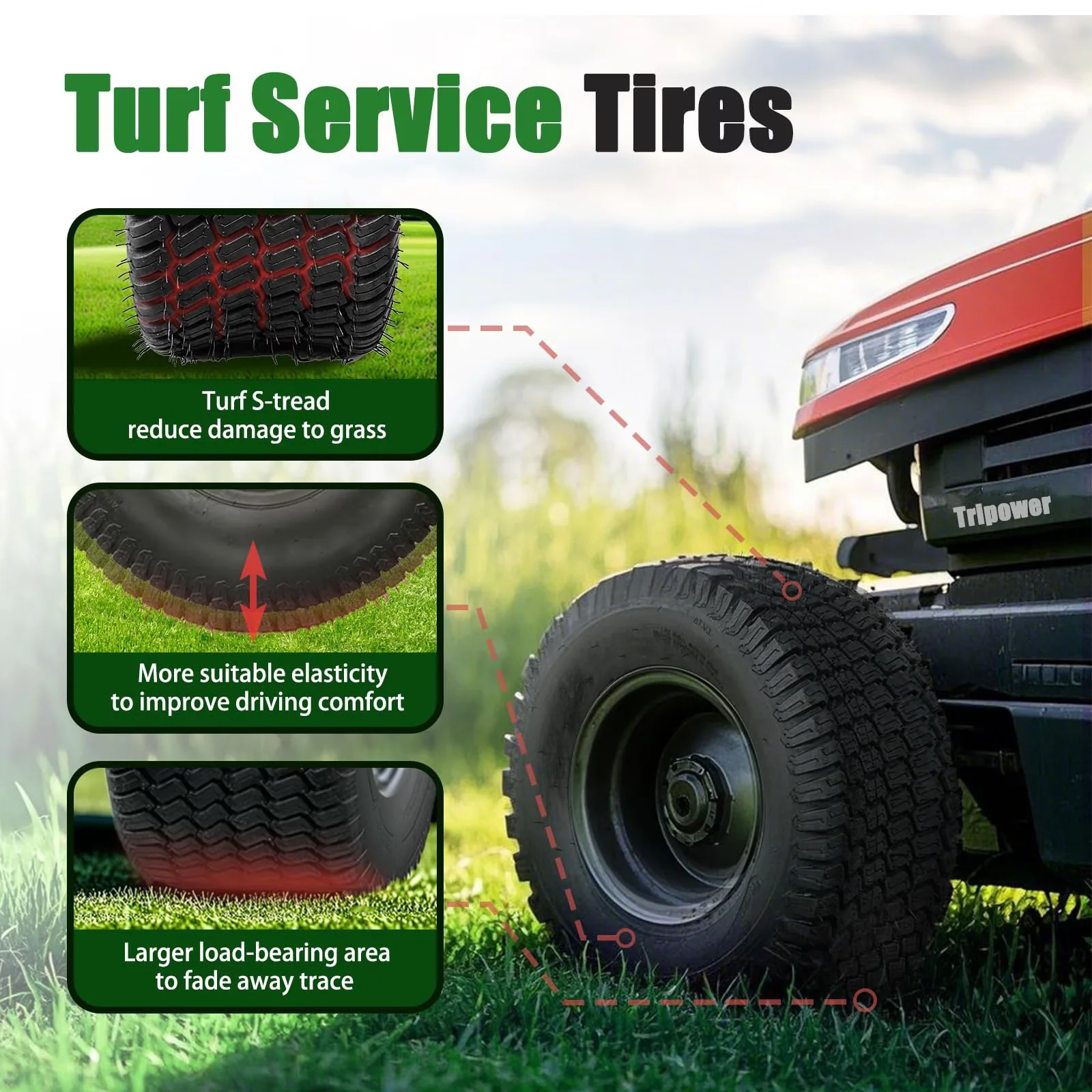Compact Lawn Mower Tire - 4PR - Commercial Quality Model A161D9