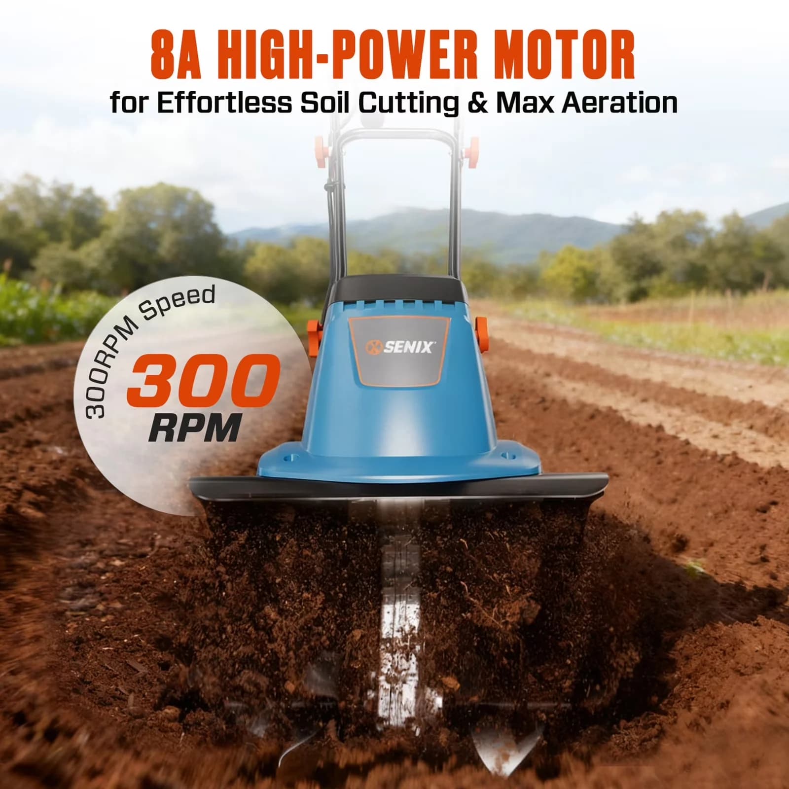 Trillers Cultivator Compact with TLEO8-L1, 4 Steel Tines, 15” Tilling Width and 8” Tilling Depth - Model 5720CD
