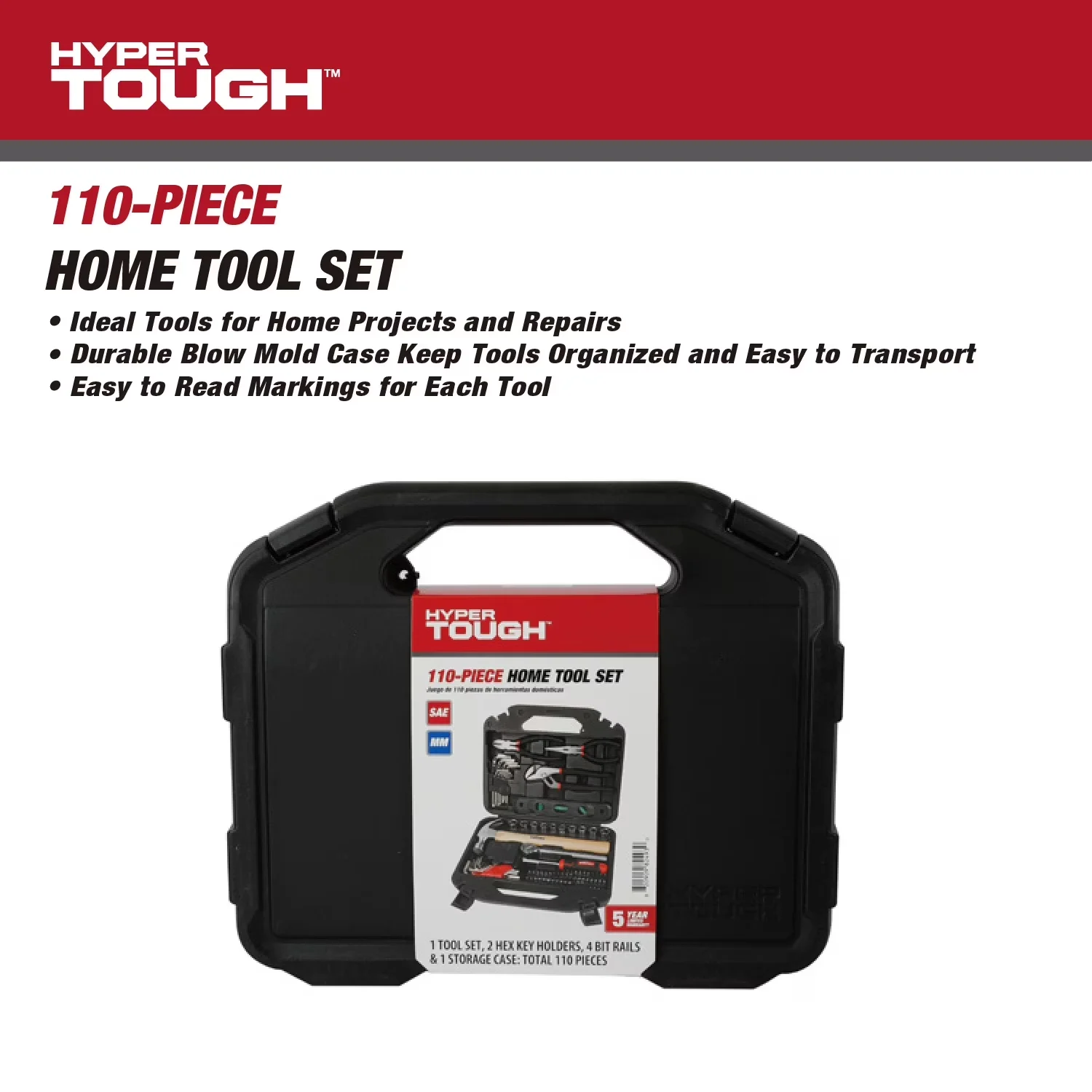 Classic Hand Tool with Handheld, Rust Resistant, 110-Piece Home Project Set - Brown Model E0531F