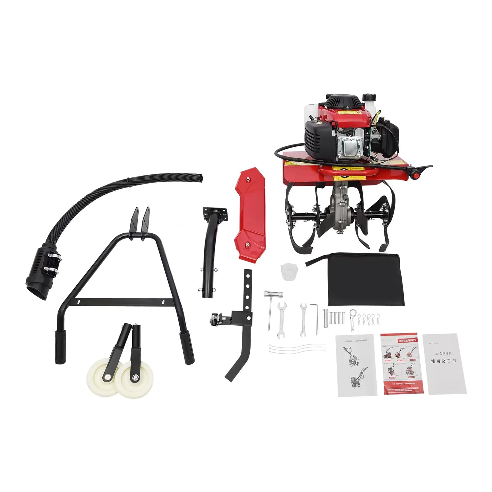 Efficient Trillers Cultivator with Walk Behind Mini Tiller, Tilling Width Up to 13.78in - Model 7AB858