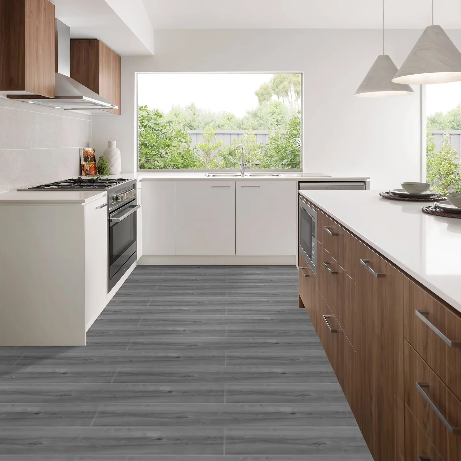 Classic Grey Vinyl Flooring Vinyl Plank Flooring with Waterproof, Easy To Clean - Pvc Gray Model 5DC26F