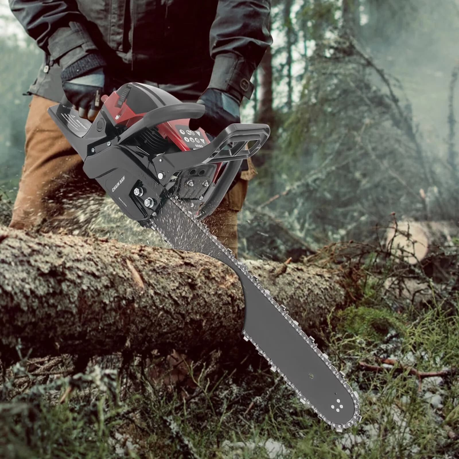 Chainsaw Efficient with Chain Brake, How to Assemble the Chainsaw - Black And Red Model 69F967