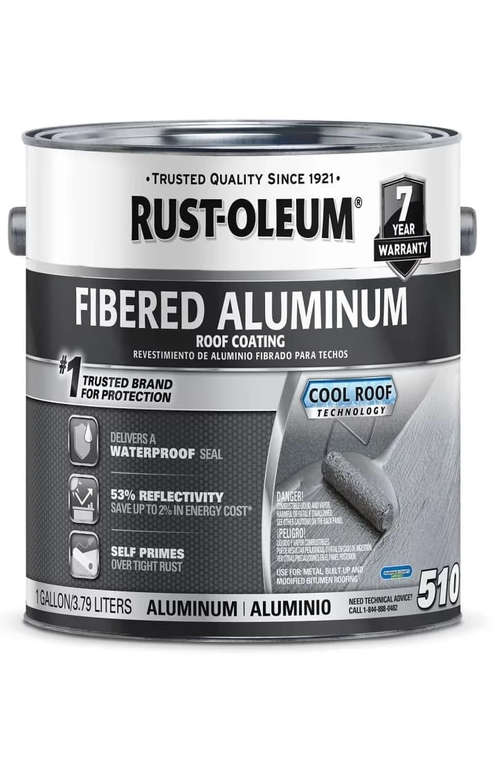 Durable Building Material with Bright Aluminum, 510 Fibered Aluminum Roof Coating, 0.9 Gallon - Bright Aluminum 6; 8; 6 Model C69817