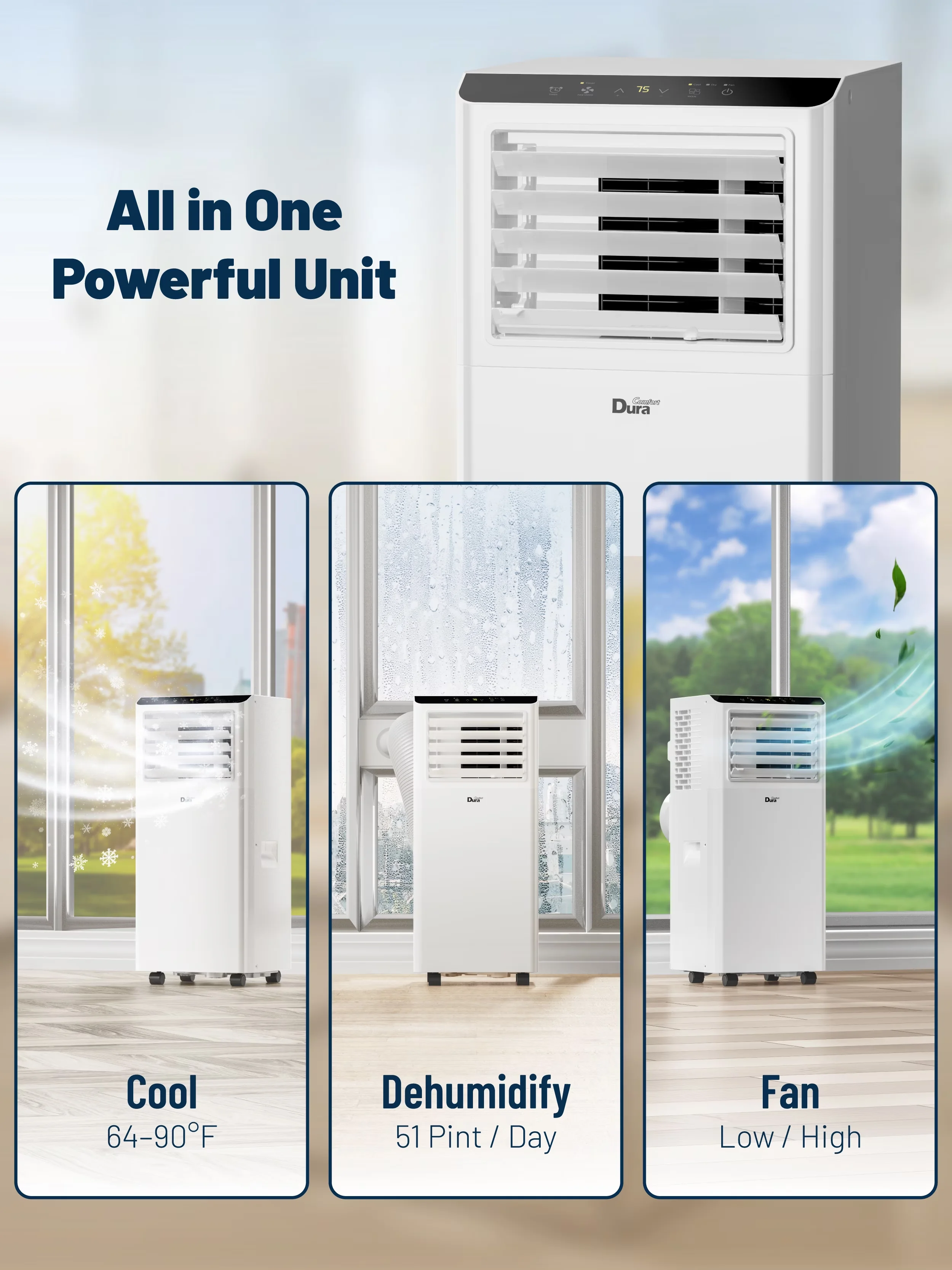 Quality Air Conditioner with 8500 BTU, Self-Diagnostic Technology, Automatic Defrost Control for Bedroom - Model D858F4