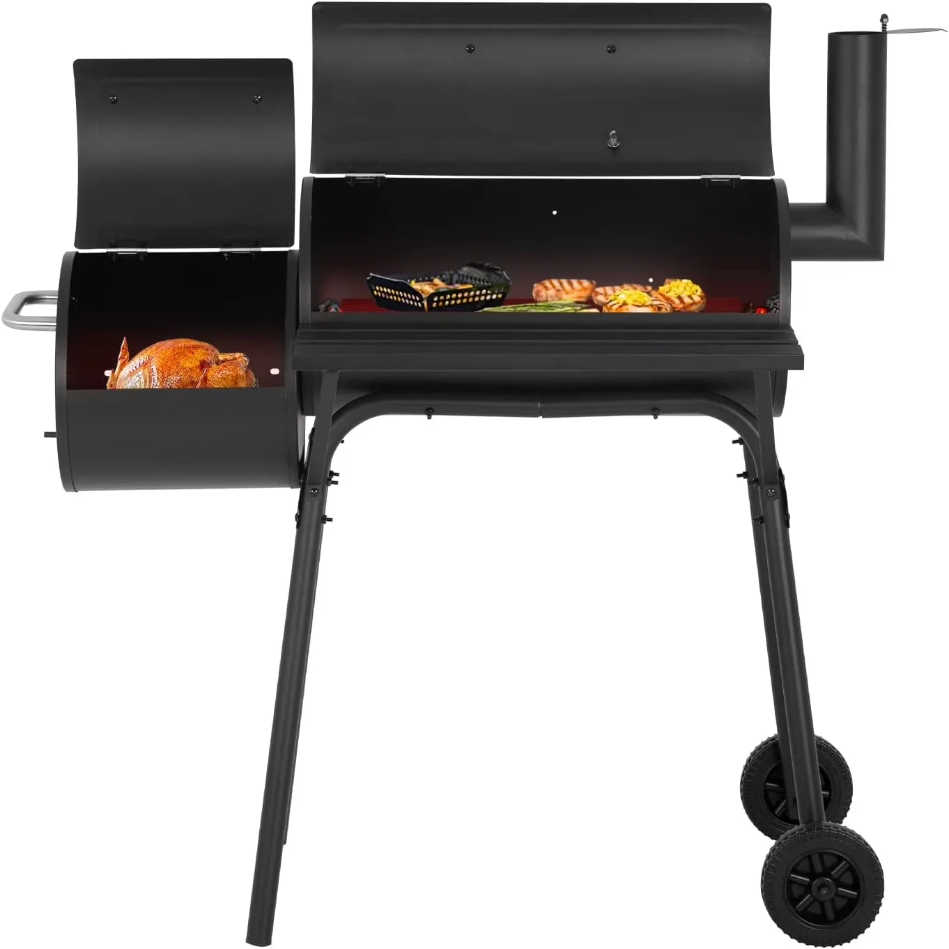 Classic Smoker with Portable - Black Steel for Patio, Camping 6-10 - for Home and Office Model 53C99B
