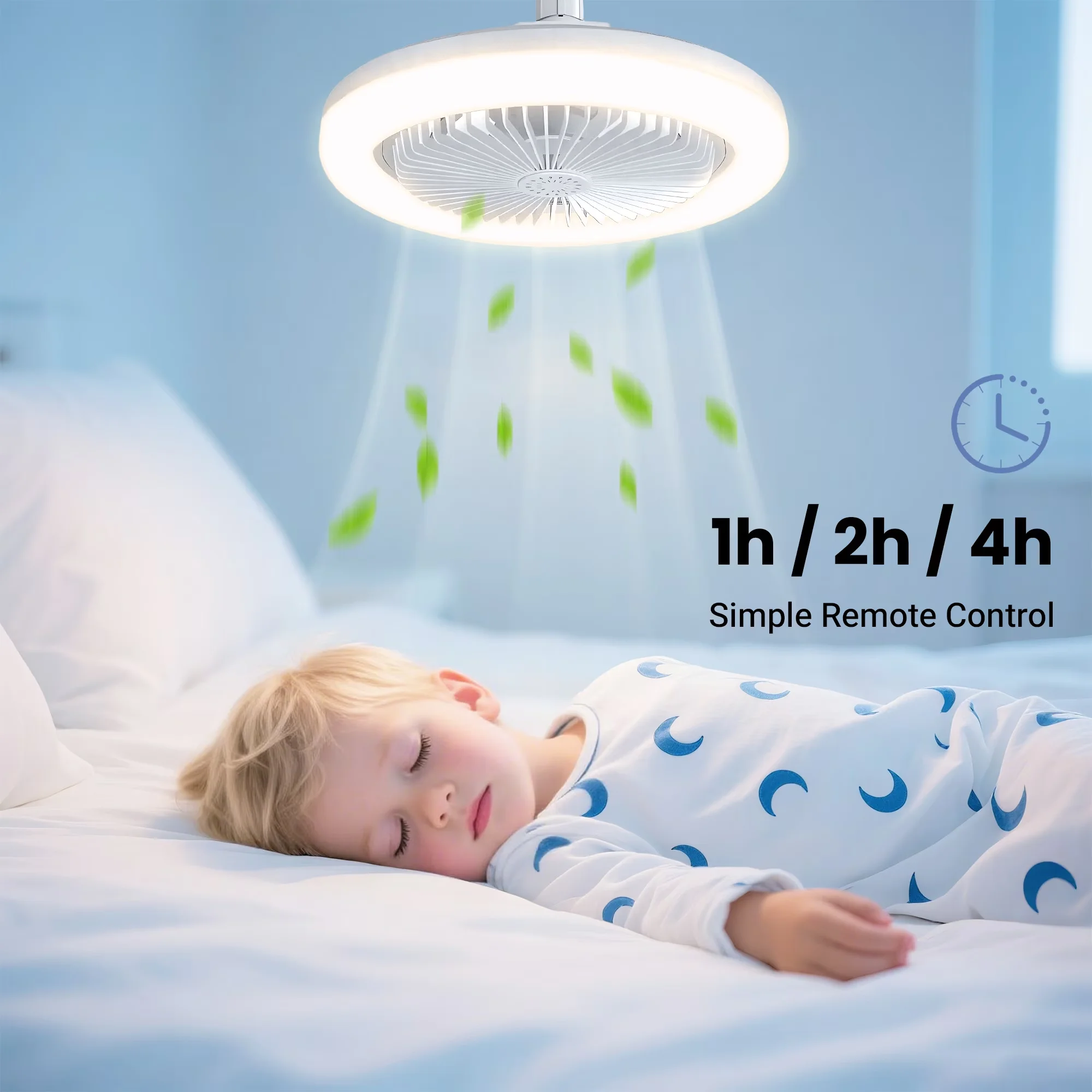 Innovative Ceiling Fan with LED, Remote Controlled - White for Garage, Bathroom Model 0E9D9D