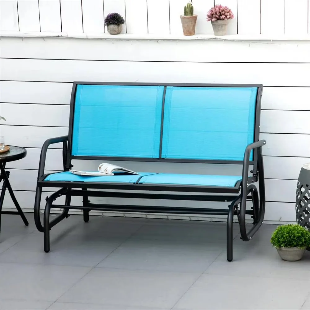 Essential Patio Chair with Rocking, Powder Coated Steel Frame for Longevity - Blue Alloy Steel for Garden Model F44F0B