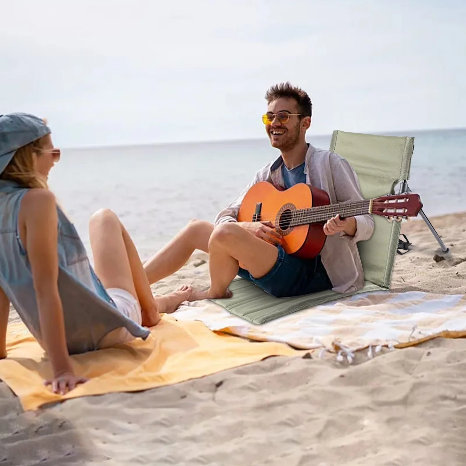 Beach Chair Reliable with Folding, Wishing you a wonderful shopping spree!, Back Support - Green for Outdoor, Camping Model AF4490