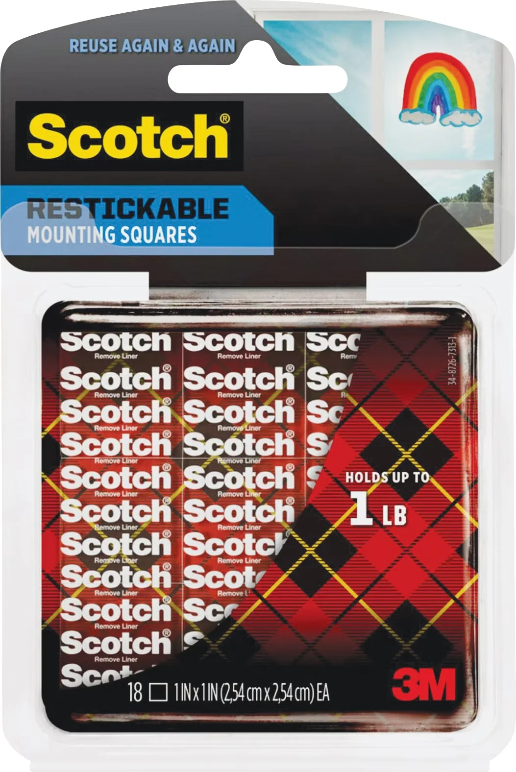 Damage-Free Hanging Professional with Standard Application, Restickable Mounting Squares - Clear Model 5FD956