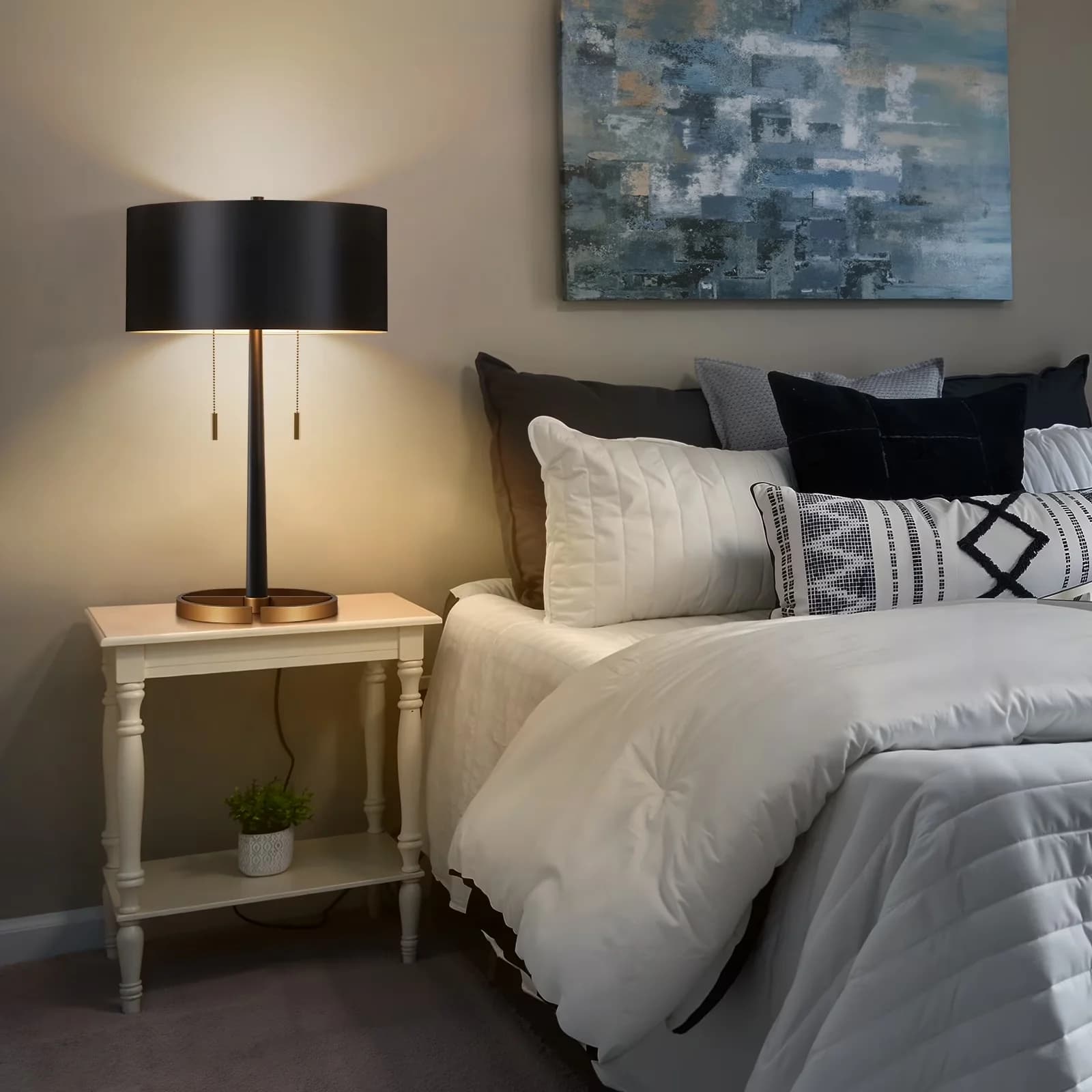 Lamp Classic with LED, Art Deco - Metal Black for Living Room, Bedroom Model 68B4D8