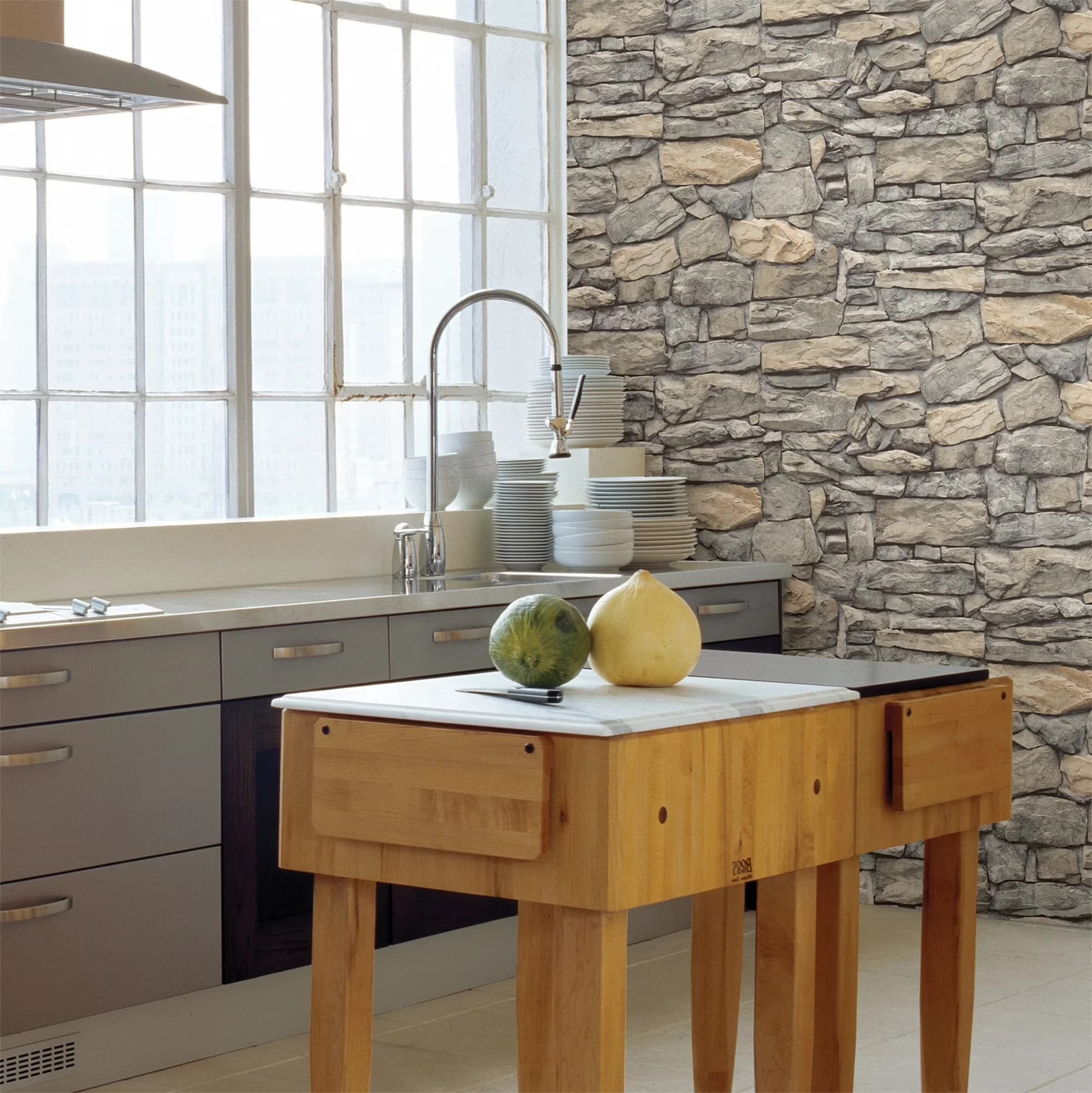 Efficient Wallpaper Wall Decals Wall Covering with Removable, Faux stone peel and stick wallpaper - Gray Vinyl Model C94EEA