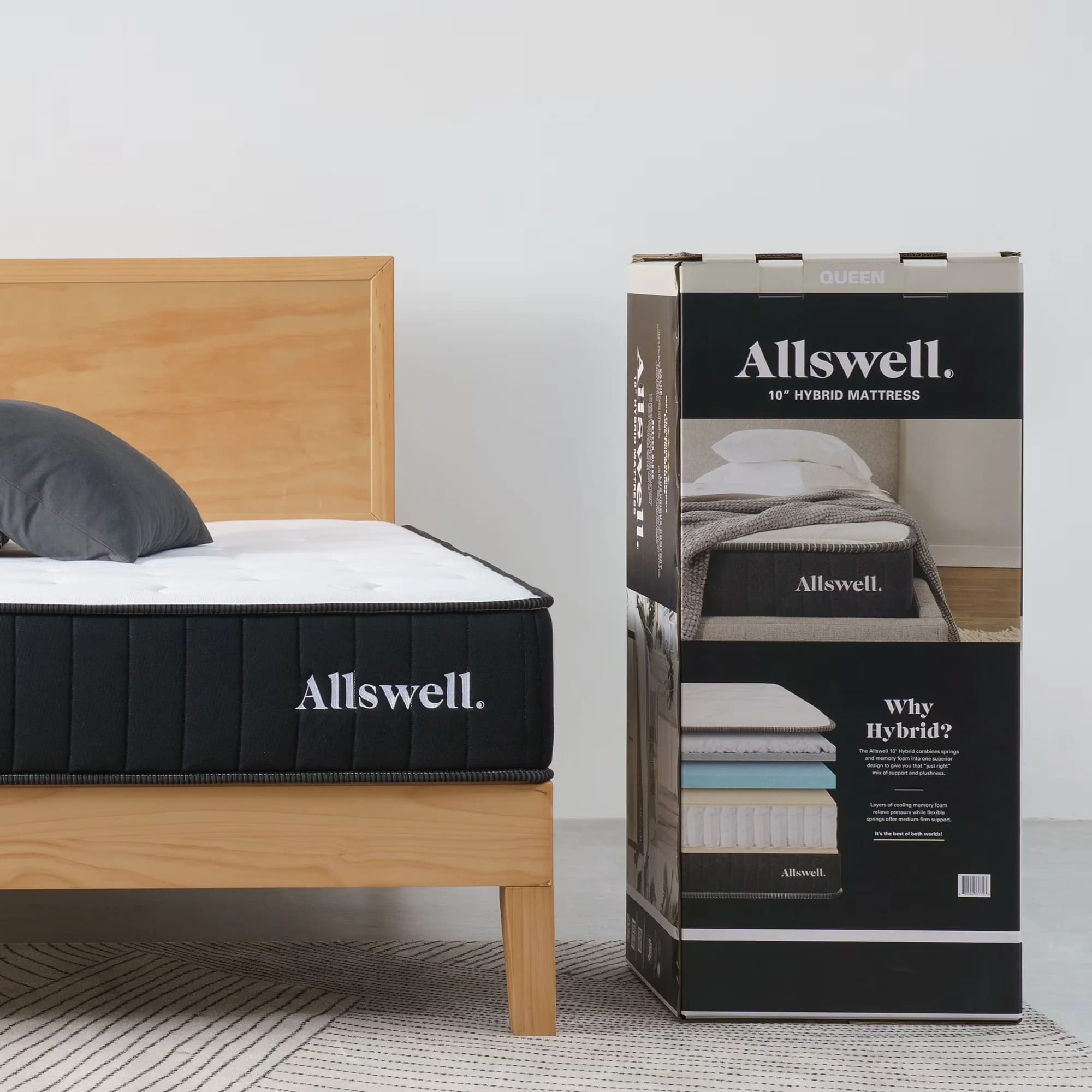Durable Mattresses Accessory with Mattress-In-A-Box, Adult, Gel Memory Foam - Foam; Pocket Coils Model AE3FE9