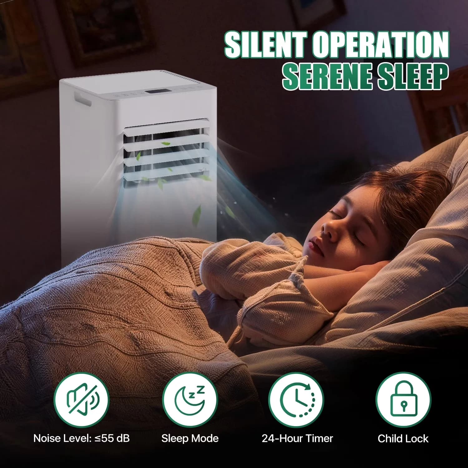 Stylish Air Conditioner with 10000 BTU, 10000 BTU Portable, Heat Function - Model CD7552