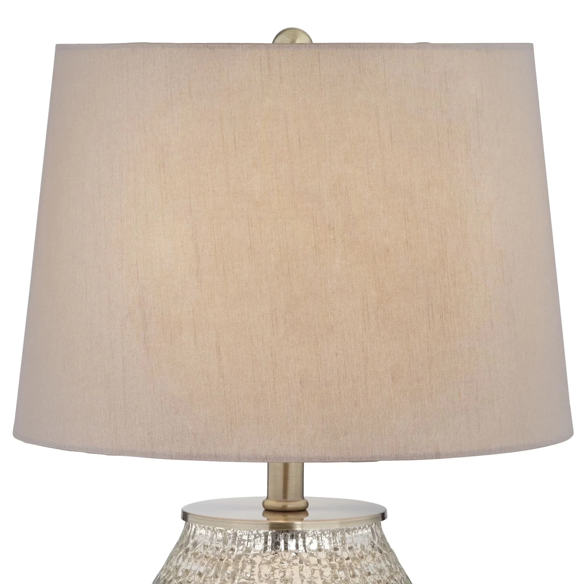 Modern Lamp Set with Incandescent, Rustic/Lodge, Gray poly blend fabric lamp shade. - Glass Gray for Bedroom Model 18CB10