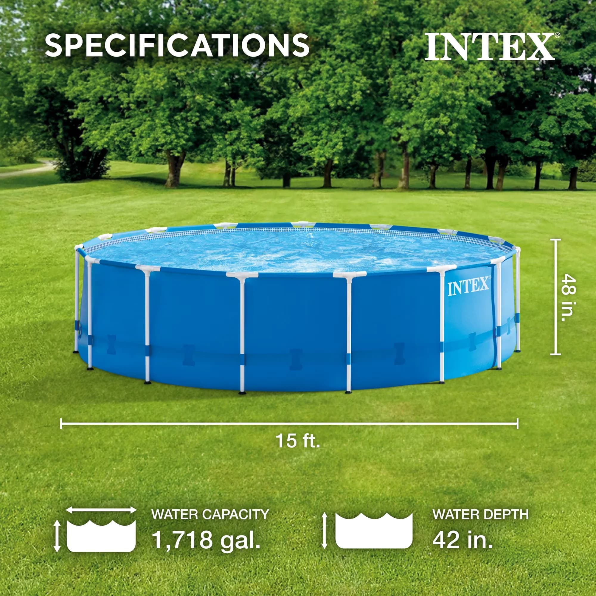 Efficient Above Ground Pool with Puncture Resistant, Uv Resistant - Blue Model 0B5B15