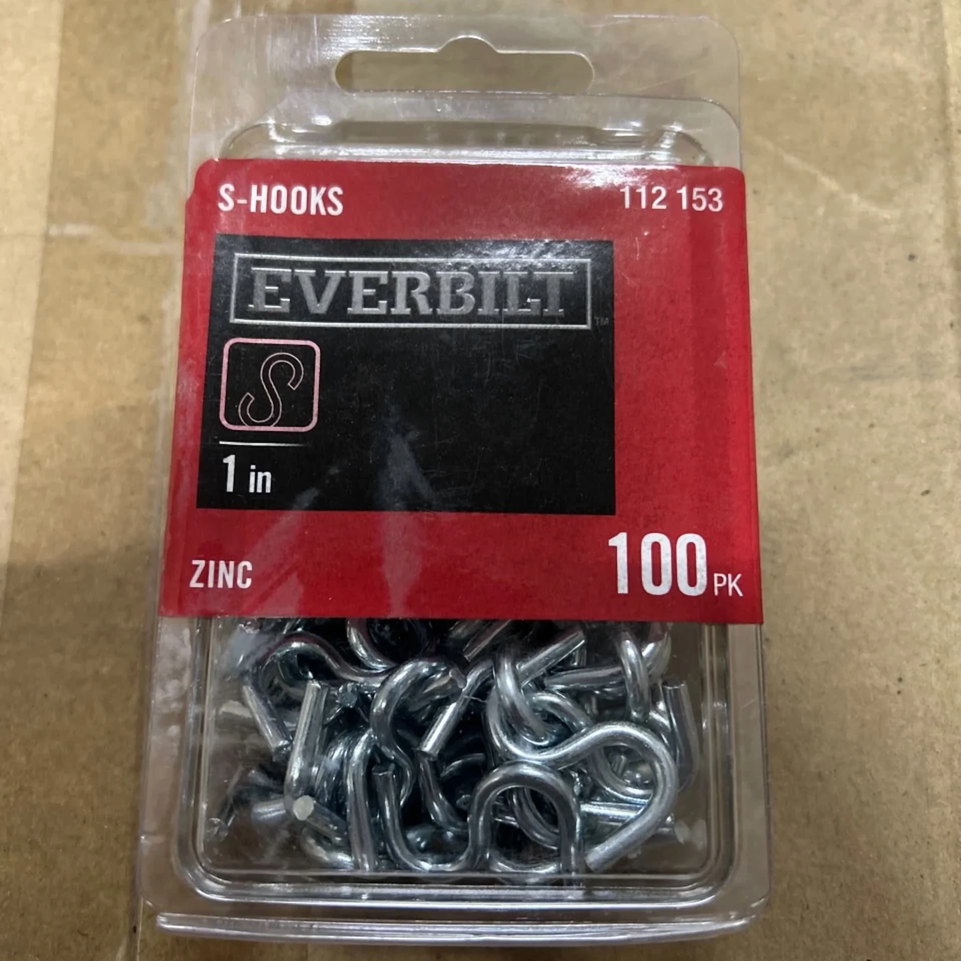 Versatile Fastener with Easy to use and practical for everyone., (100-Pk) Everbilt S-Hook Zinc Plated 1" - Zinc Model 45B4C8
