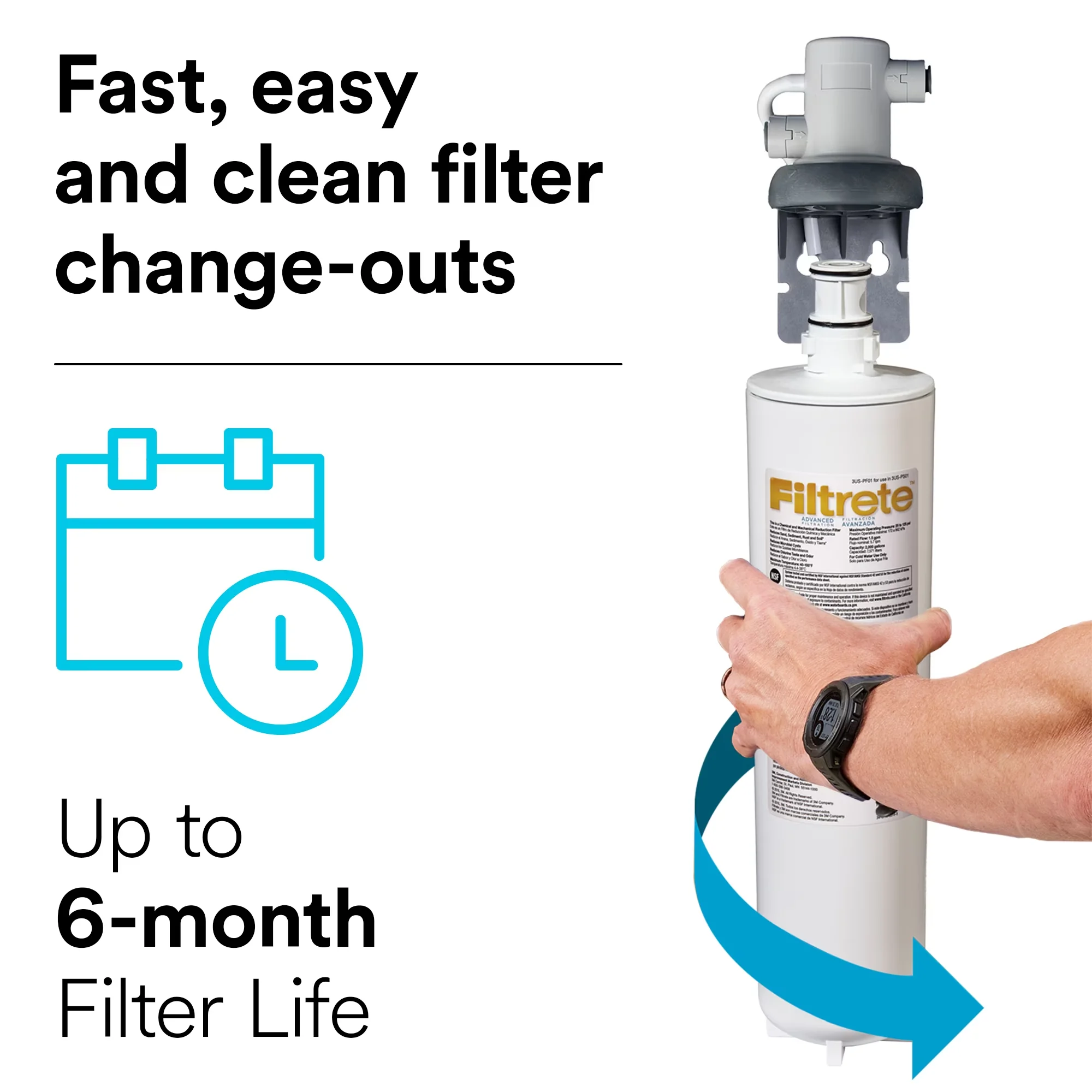 Professional Water Filtration with Twist And Lock Design, 3US-PS01, Advanced Under Sink Quick Change System - Model B8C94D