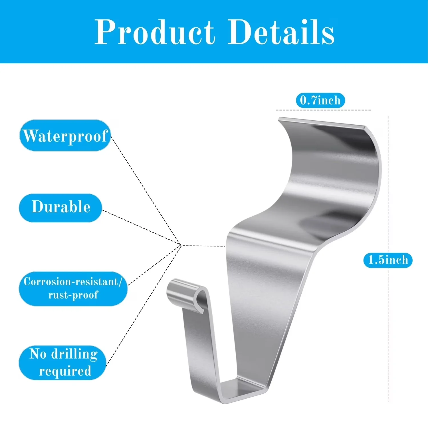 Fastener Modern with Easy-To-Use, Sturdy No Hole Siding Hooks - Silver Stainless Steel Model 2F87C0