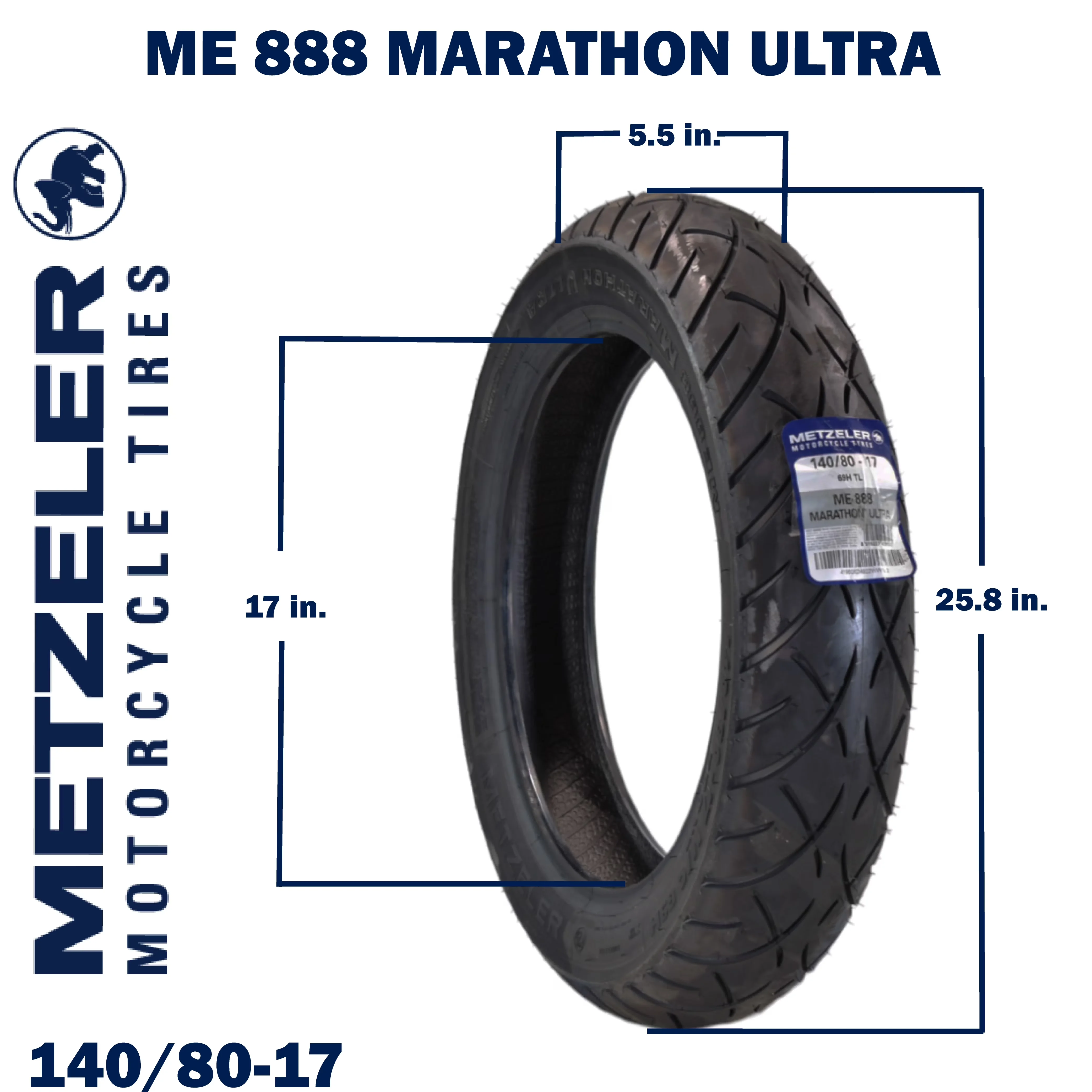 Motorcycle Tire Classic with Fits Multiple Makes And Models, Wet Or Dry - Black Model 6A5365