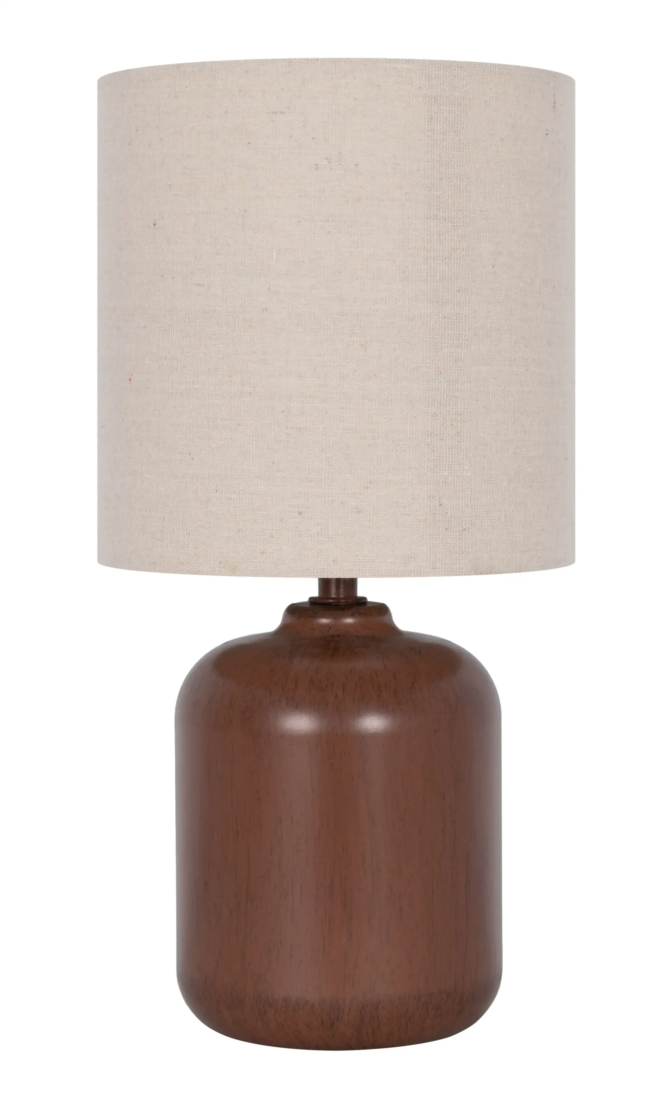 Efficient Table Lamp with LED, Power Outlet, 12.75” Traditional Faux Wood - Brown Composite Model 9DD917