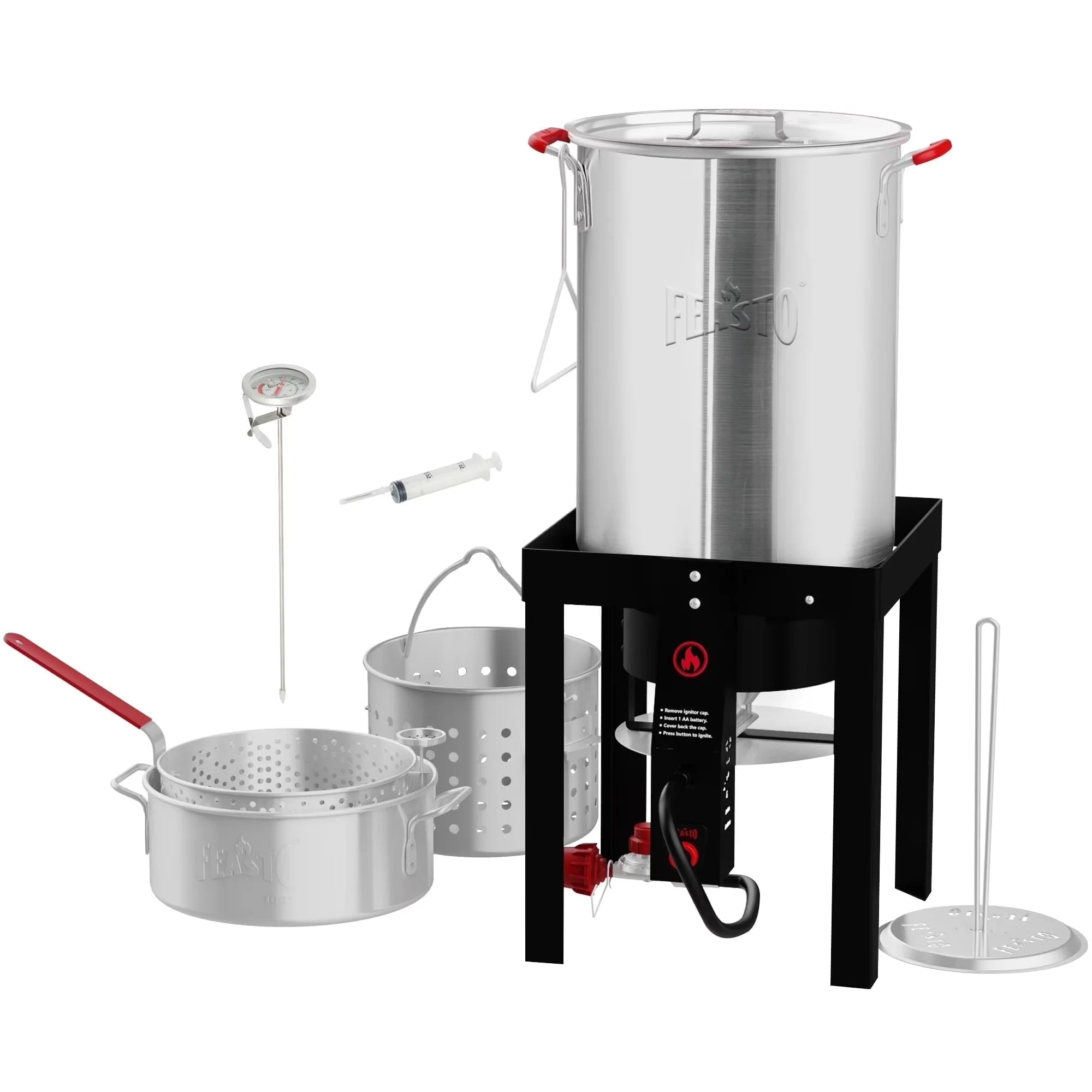 Premium Outdoor Fryer with 55000 BTU, 30 qt 55000 BTU Aluminum Turkey Kit - Aluminum Silver, Black, Multicolor Model BAA79F