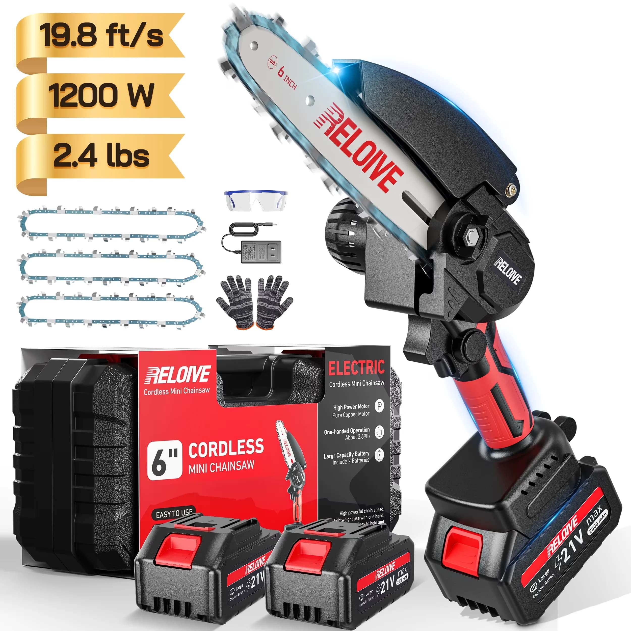 Chainsaw Innovative with Battery, Anti-Vibration, 6 in Mini - 2PCS - Built to Last Model 22227B