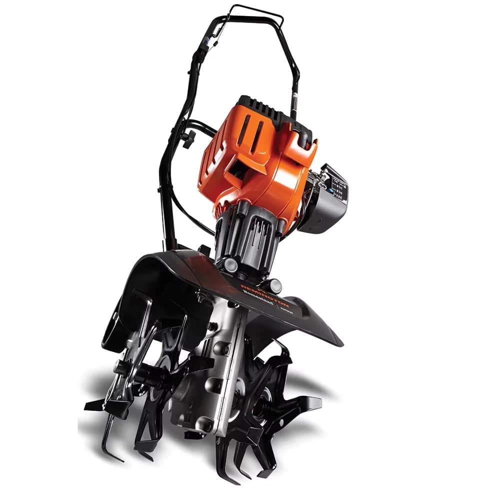 Trillers Cultivator Sleek with Up to 6-inch tilling depth, Homestead 25cc 2-Cycle Gas Garden, 4 forward-rotating 8-inch steel tines - Model AEECDB