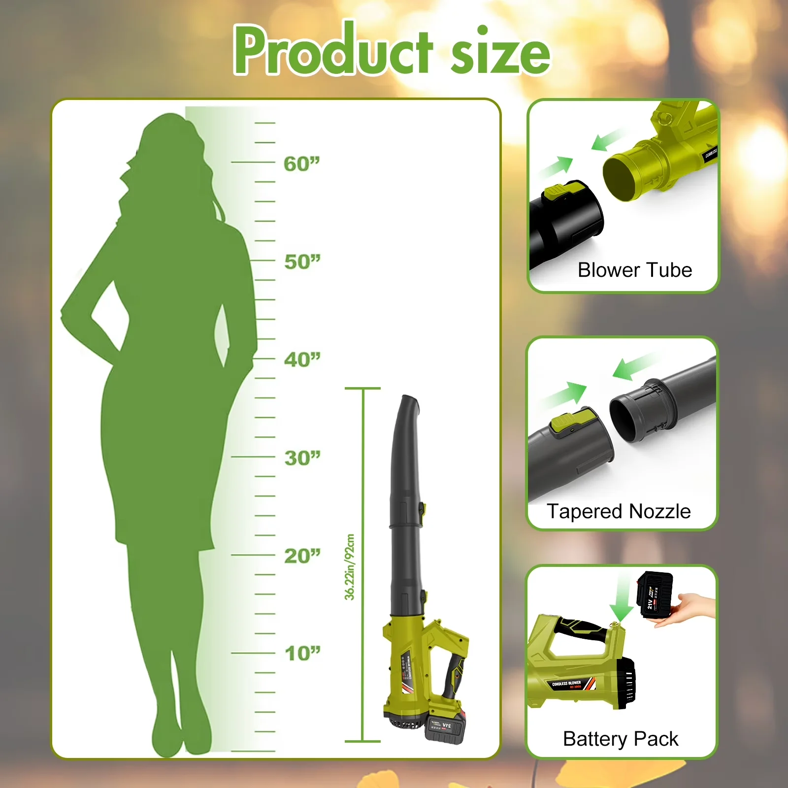 Reliable Leaf Blower with Battery, Powerful Blowers, Cordless for Patio - Model B7E27F