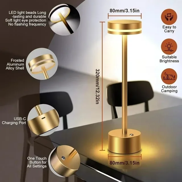 Lamp Set Durable with LED, Battery - Iron Gold for Dining Room, Bedroom Model 42B7F3