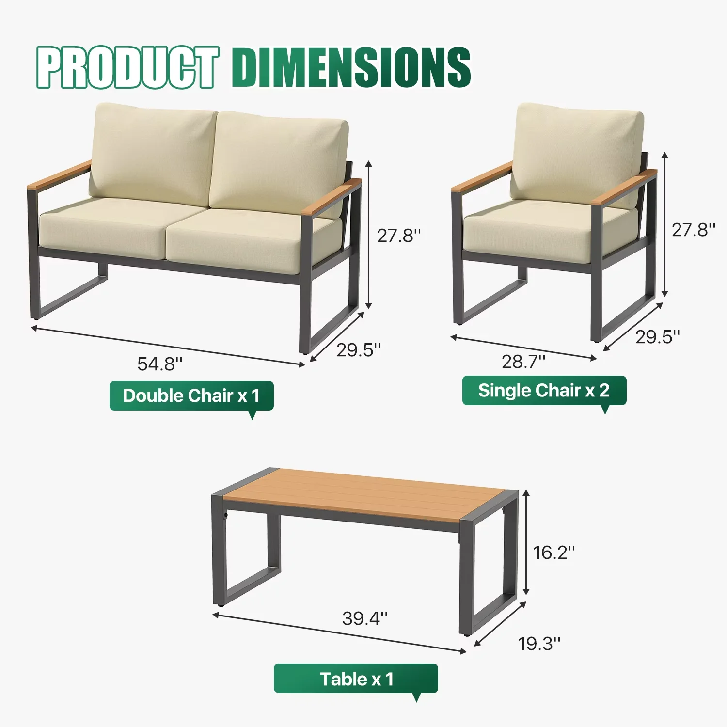 Patio Conversation Set Innovative with Weatherproof, Modern Metal, 4-Piece Outdoor Furniture - Metal Model C8095D