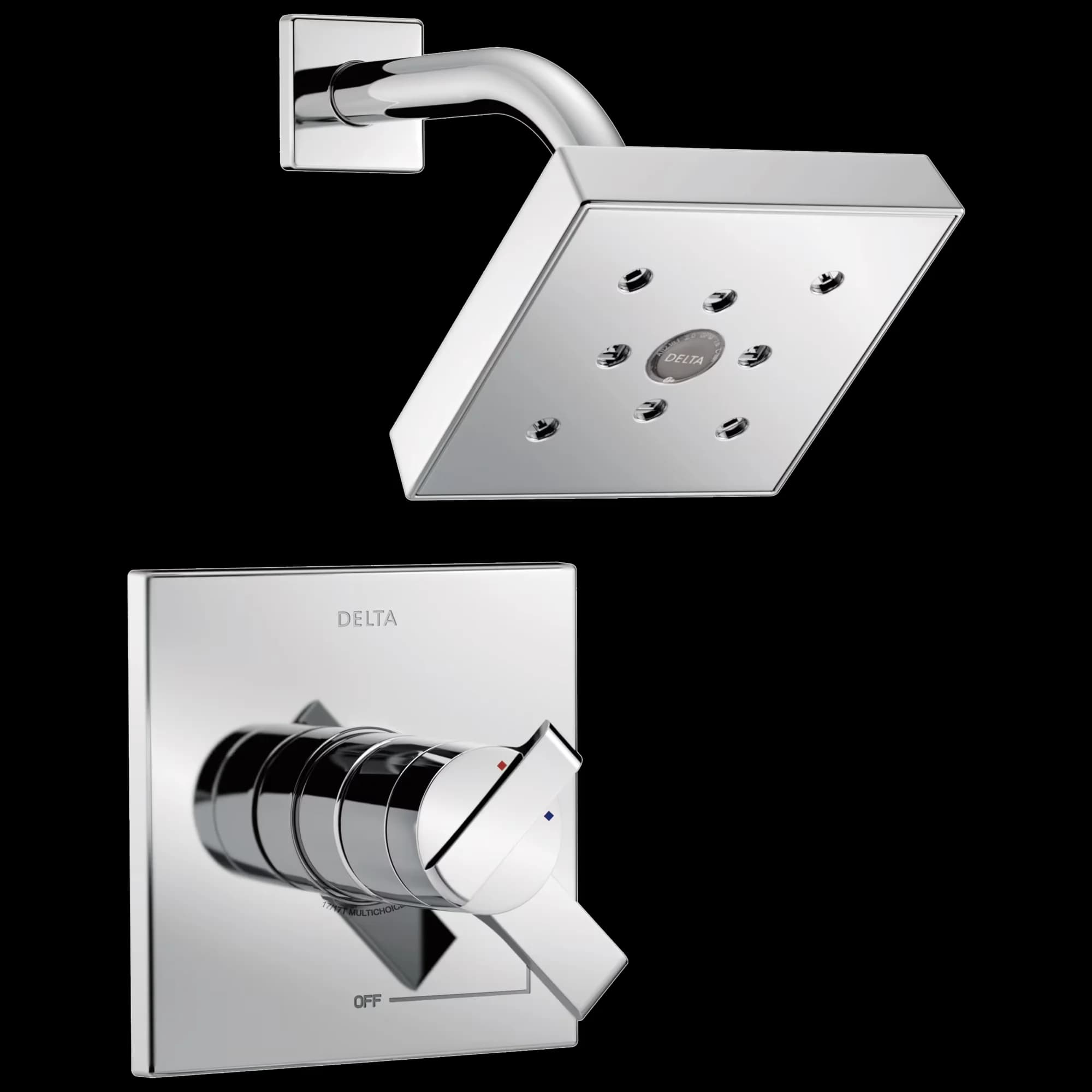 Stylish Shower Head with Pressure Balance, Spray settings include: H2OKinetic spray - Silver Brass Model ADA0CC