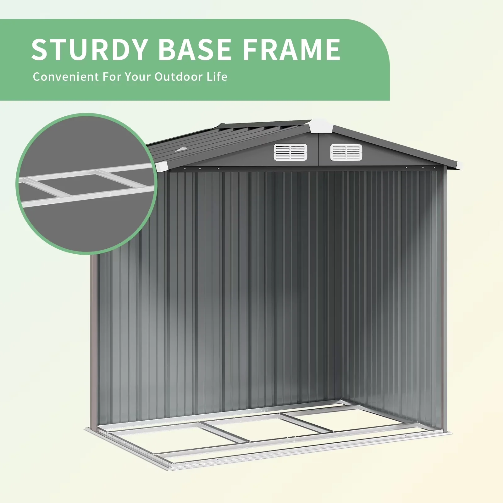 Reliable Shed with Mold Resistant, Lockable Door, Heavy-Duty Metal Garden Tool - Brown Metal Model 3DF454