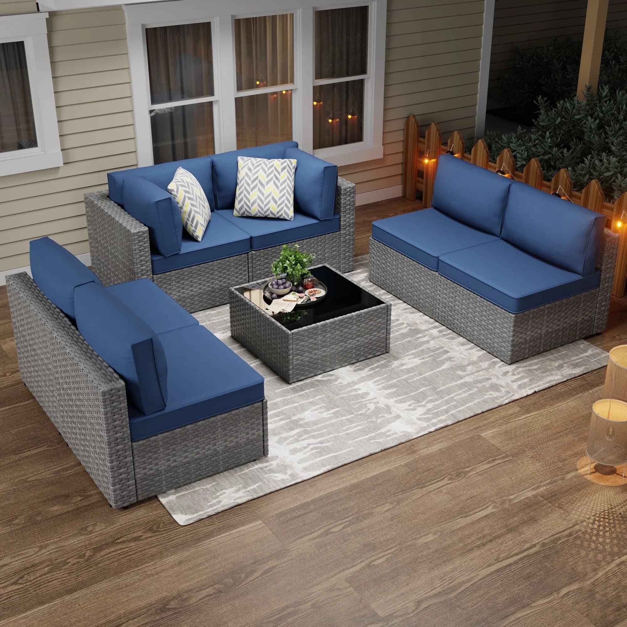 Classic Outdoor Sofas Sectional with Waterproof, Modern, Uv Resistant - Pieces Model 283E49