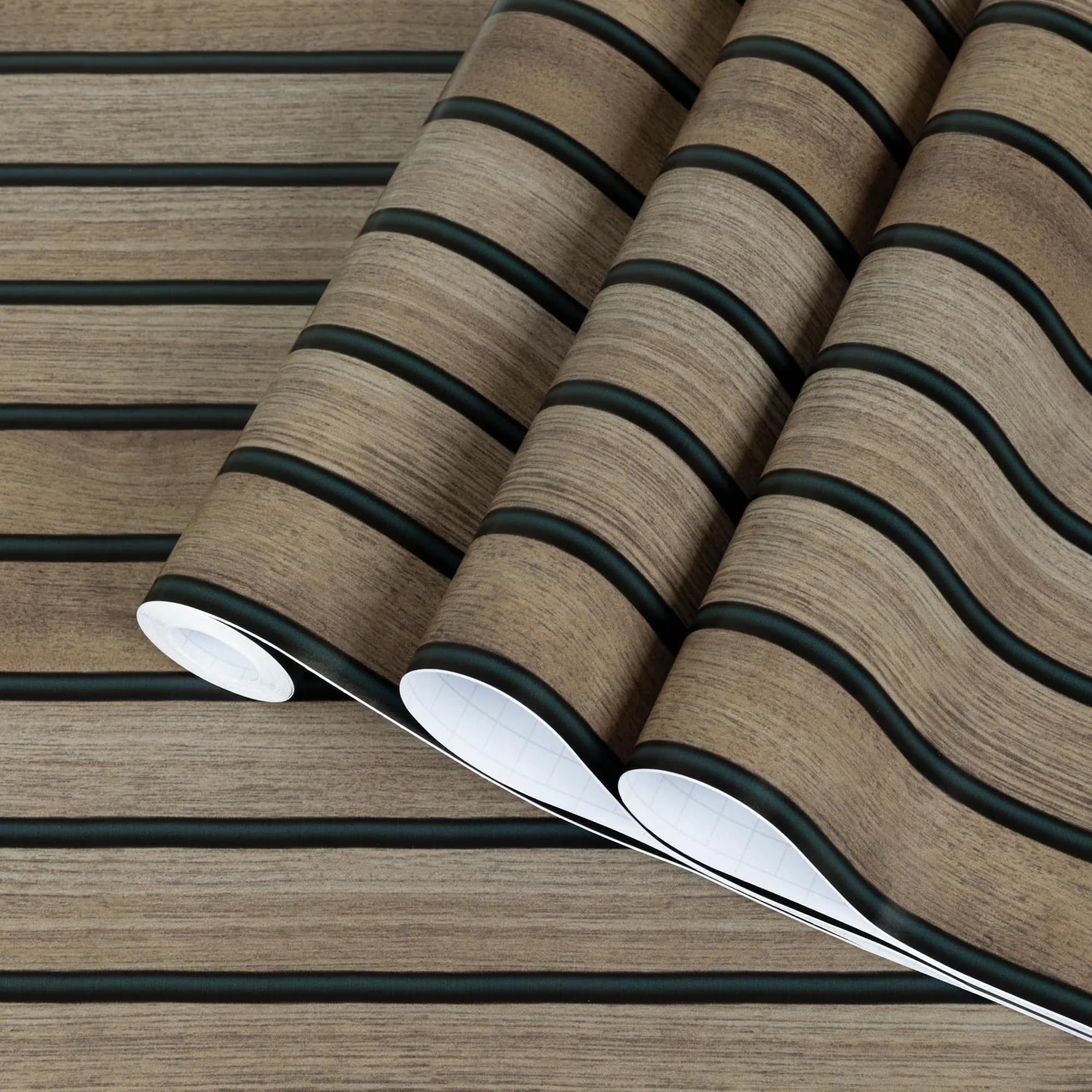 Compact Wallpaper with Waterproof, Durable, Removable - Brown Pvc Wood Model 68F2C7