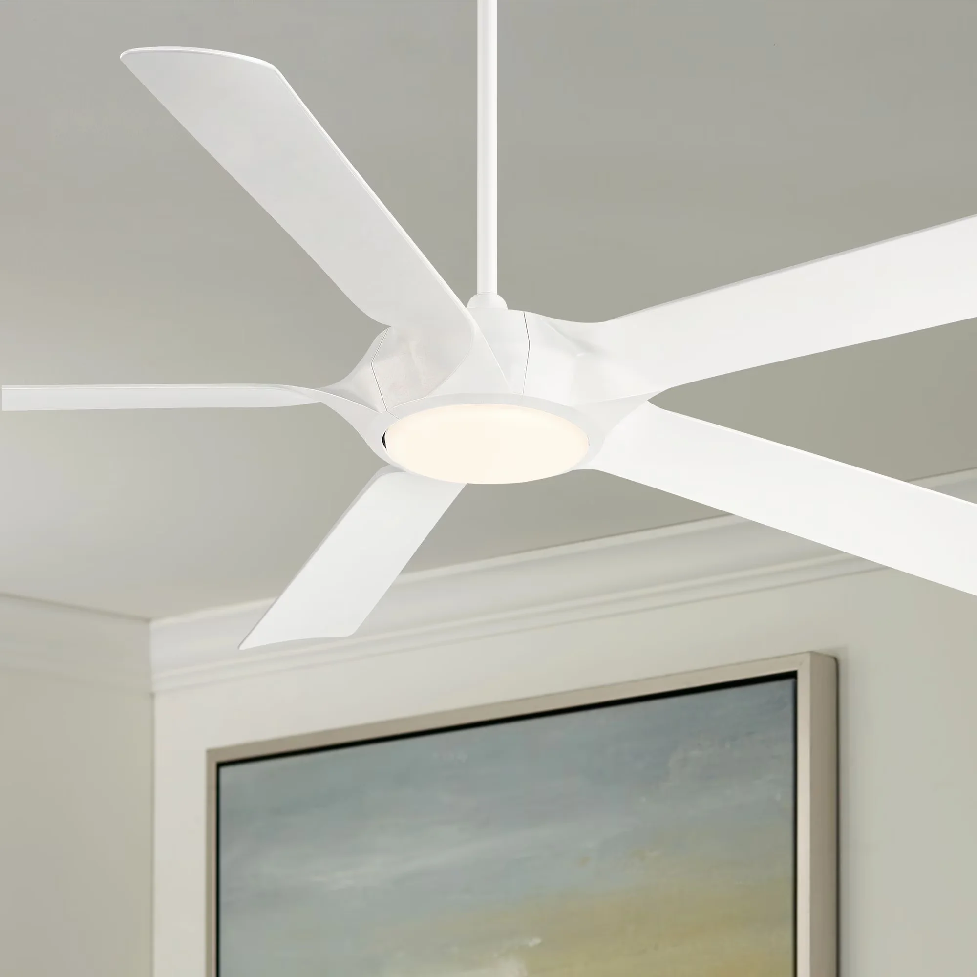 Ceiling Fan Quality with LED, Contemporary, Remote Controlled - Glass White Model 3389F0
