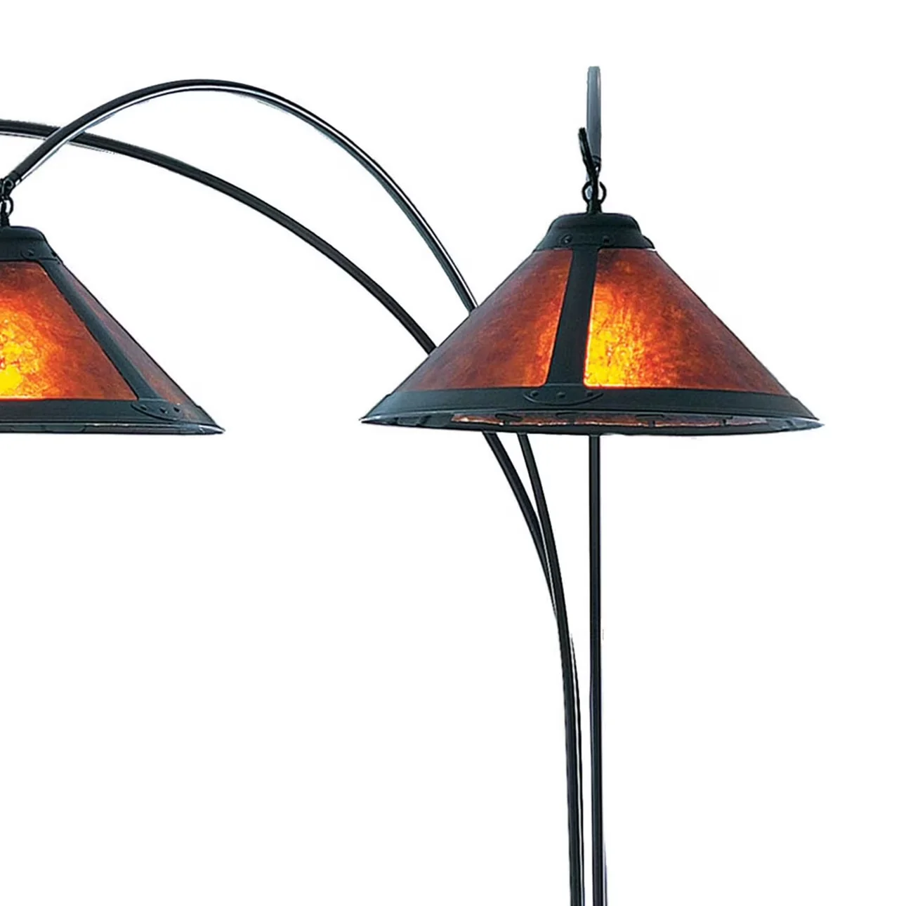 Professional Floor Lamp with Incandescent, Dimmable, Natural Mica 3 Light Arc - Bronze Metal Model 4BE9E8
