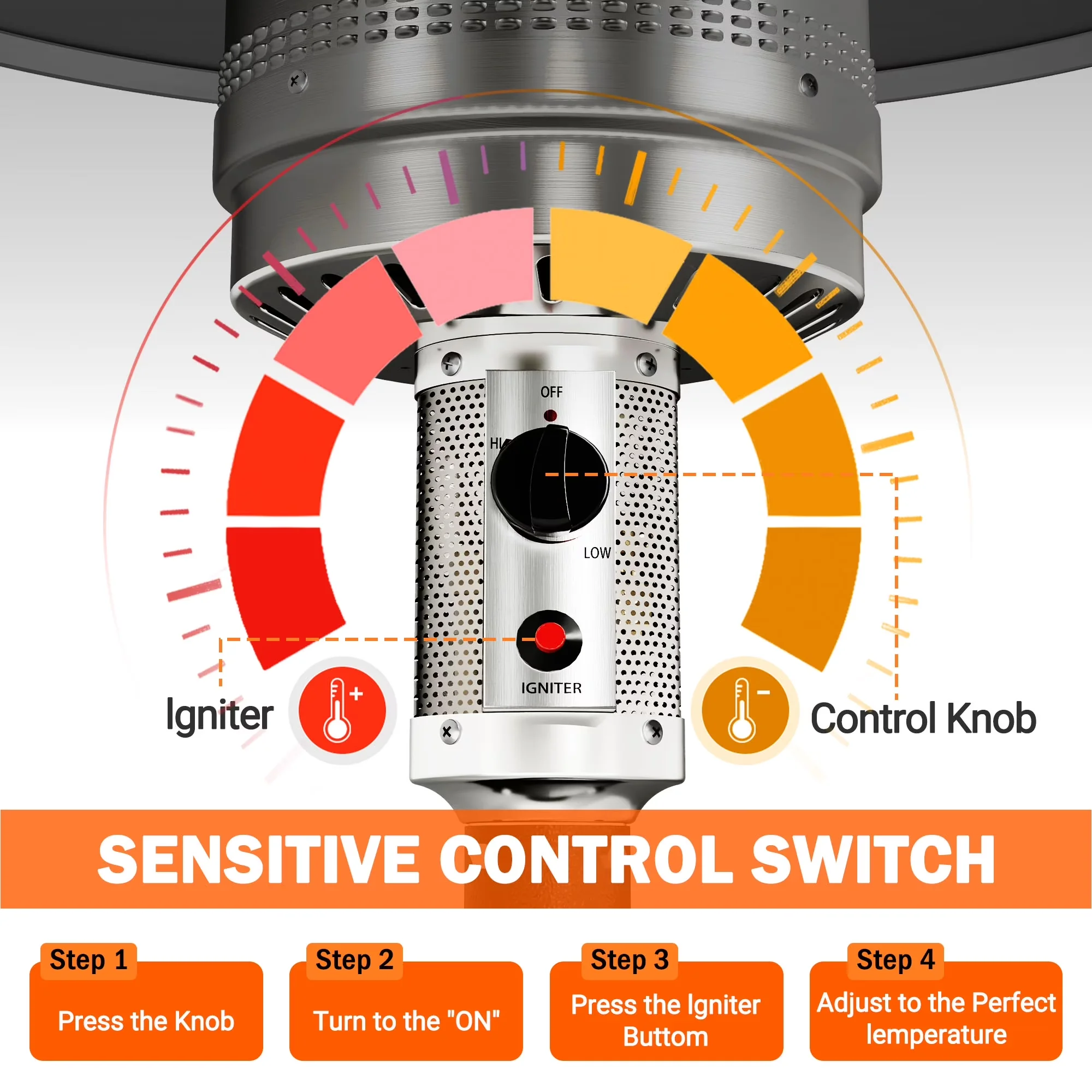 Outdoor Heating Reliable with 50000 BTU, Adjustable Flame, Portable - Silver Model 7263B6