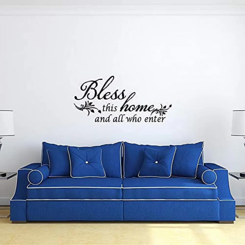 Compact Wallpaper Wall Decals Wall Covering with Bless This Home and All who Enter, How to apply the wall decal on the wall - Vinyl Black Model 1E4C2A