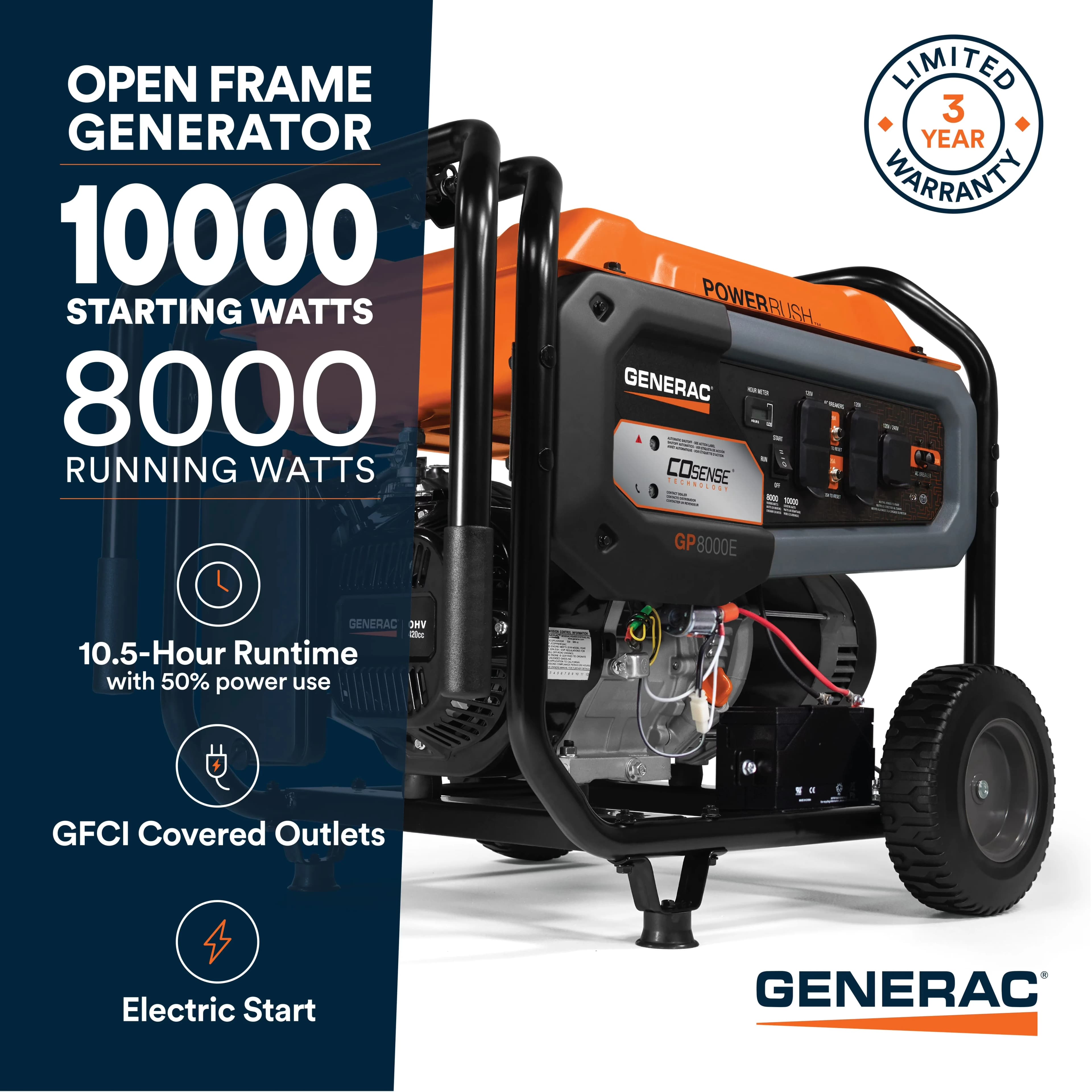 Versatile Generator with Auto-Idle Control, 49-State Compliant, Electric Start - Model 2E82C2