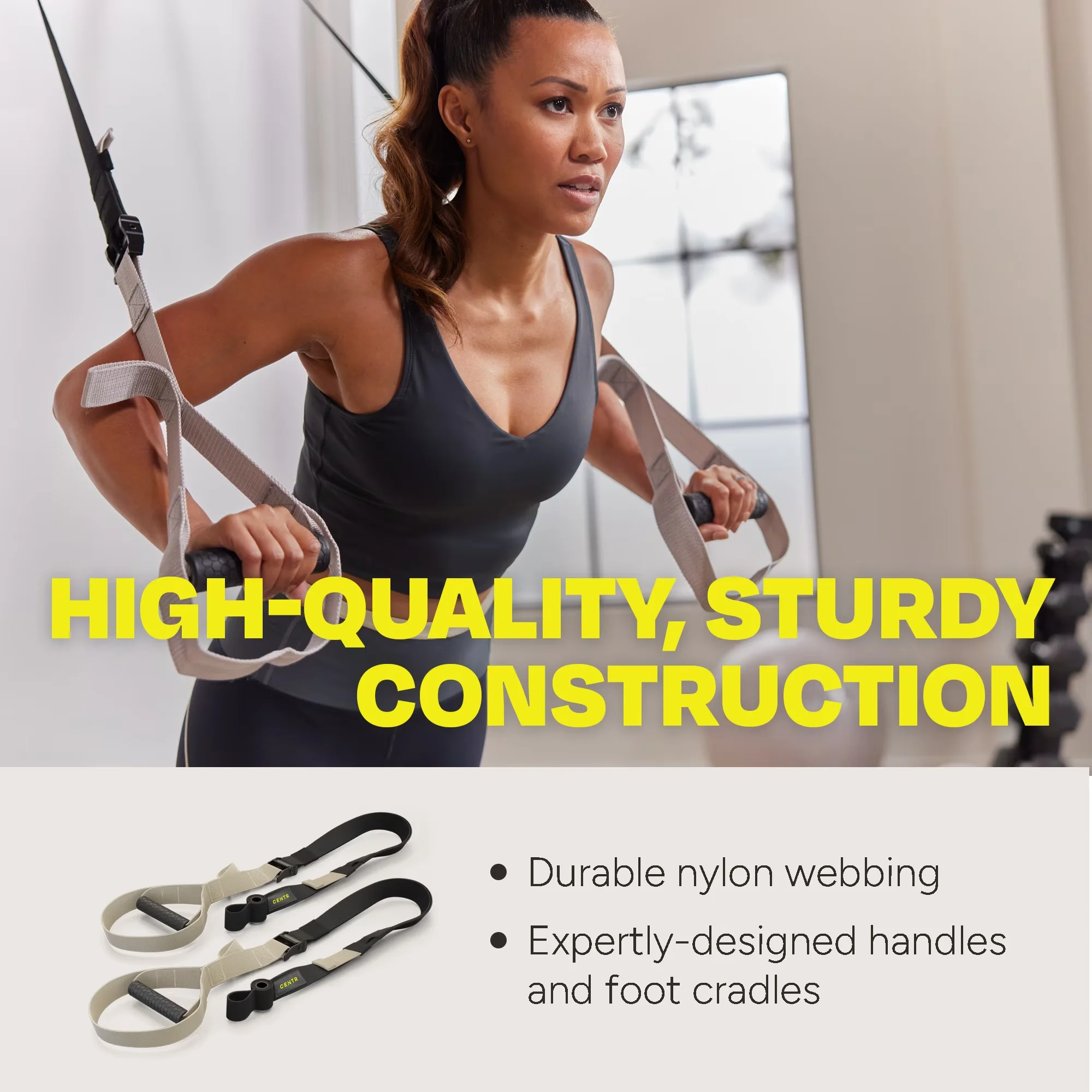 Compact Home Gym Accessory with Adjustable Straps, Anti-Slip, Straps have a weight capacity of 265 lb. - Polypropylene Foam,... Model FA569D