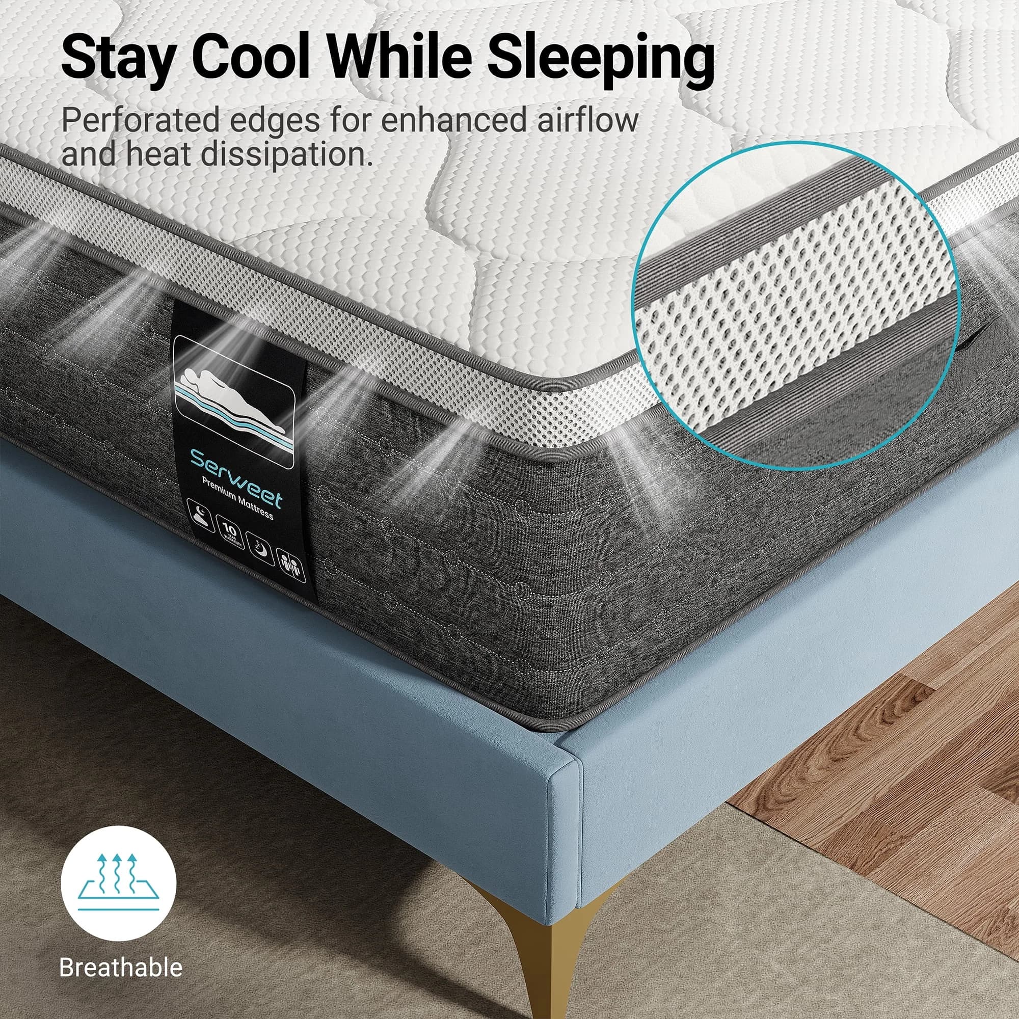Premium Mattresses Accessory with Low Motion Transfer, Breathable Construction - Memory Foam Model 71DE90