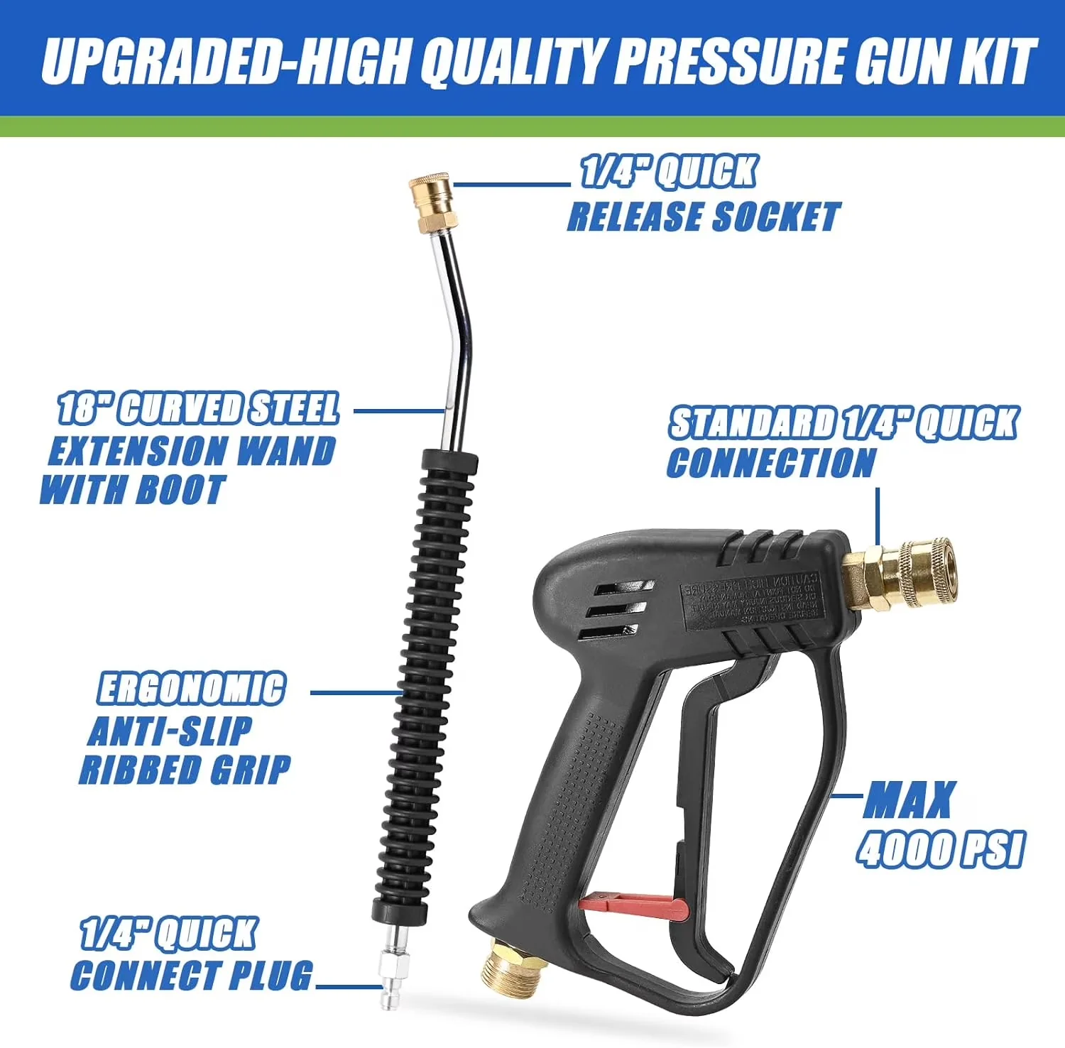 Durable Pressure Washer with Quick Connect Tips, Chemical / Detergent Injection, Adjustable Wand - Model 473CB6