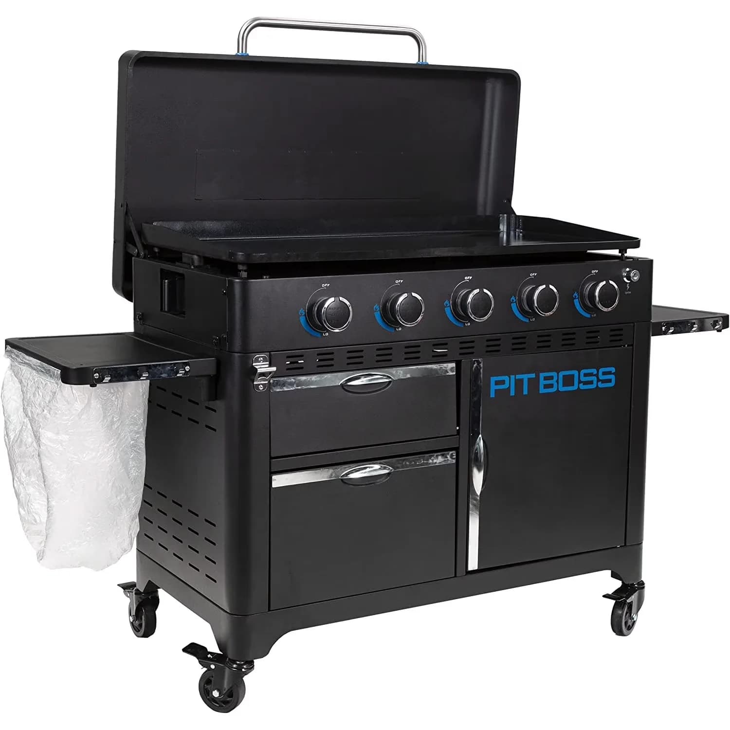 Quality Flat Top Grill with Enclosed Cabinet, Storage Rack - Stainless Steel Model 2E5DB2